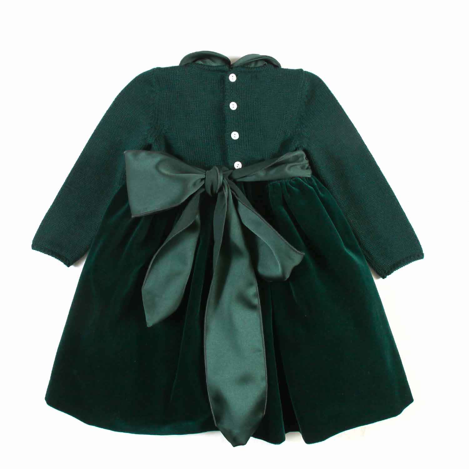 VESTITO VERDE DI LANA E VELLUTO BIMBA E NEONATA - annameglio.com abbigliamento moda