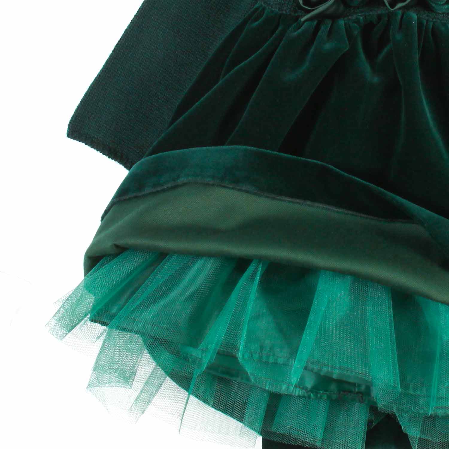 VESTITO VERDE DI LANA E VELLUTO BIMBA E NEONATA - annameglio.com abbigliamento moda