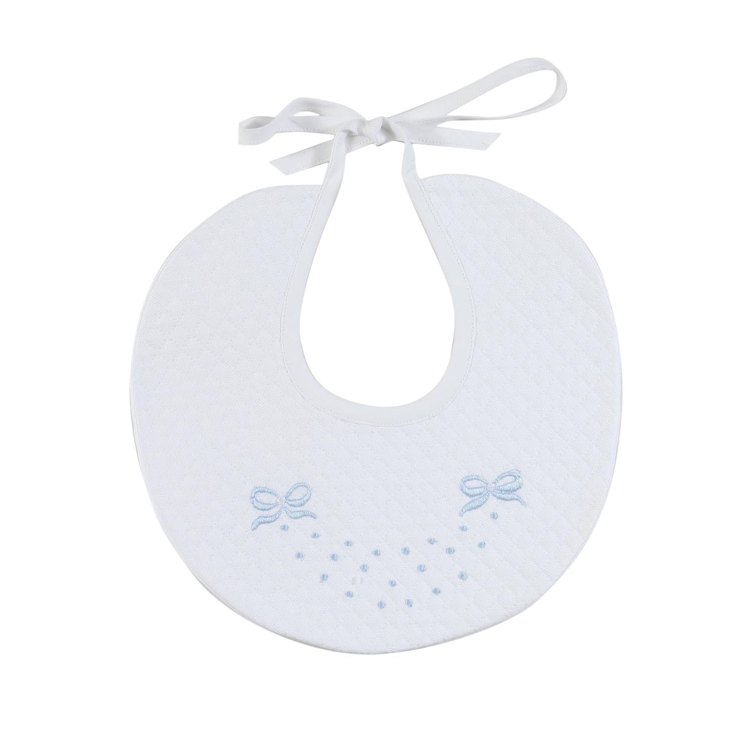 BAVAGLINO BIANCO CON FIOCCHI CELESTI RICAMATI - annameglio.com abbigliamento moda