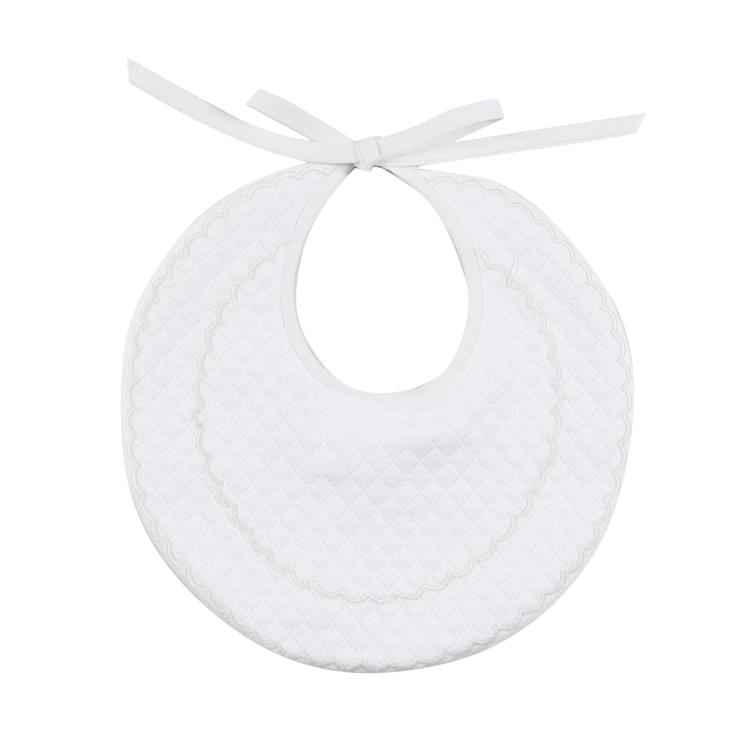 BAVAGLINO ROTONDO BIANCO CON RICAMO UNISEX - annameglio.com abbigliamento moda