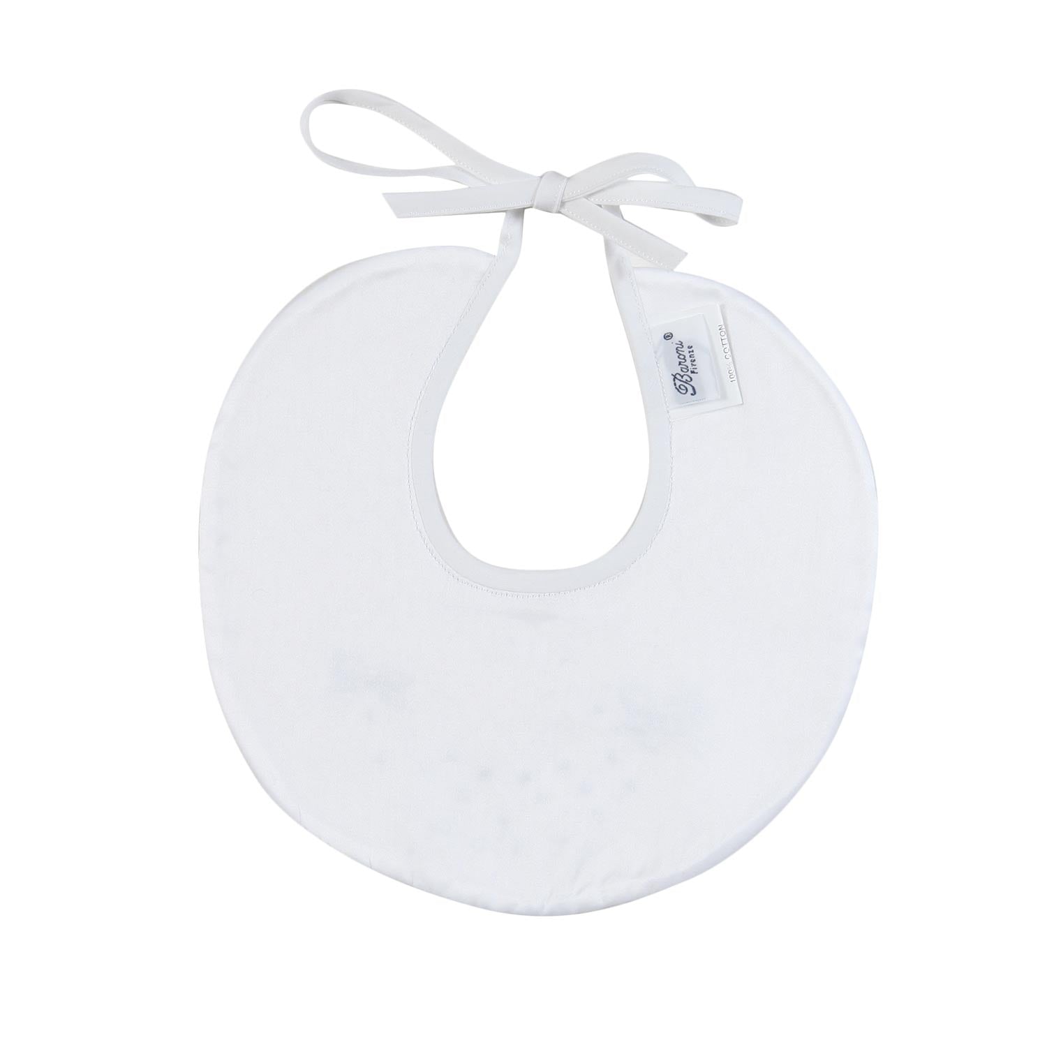 BAVAGLINO ROTONDO BIANCO CON RICAMO UNISEX - annameglio.com abbigliamento moda