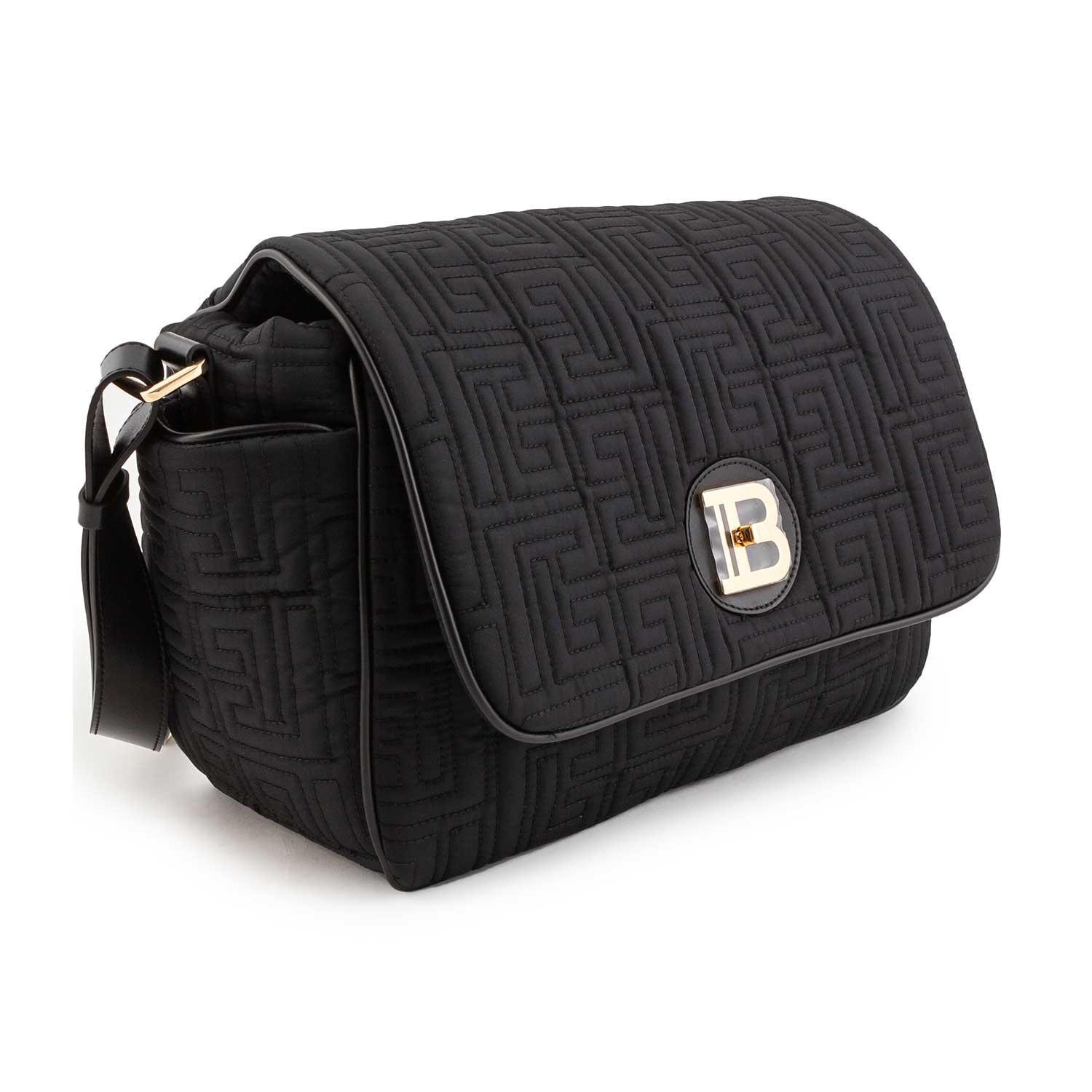 BORSA MAMMA NERA TRAPUNTATA CON MONOGRAMMA ORO - annameglio.com abbigliamento moda