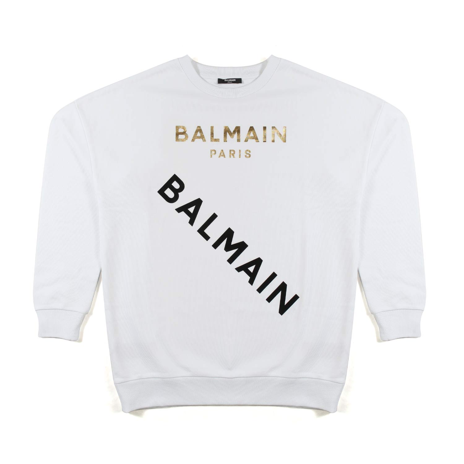 FELPA OVER BIANCA CON LOGO ORO E NERO - annameglio.com abbigliamento moda