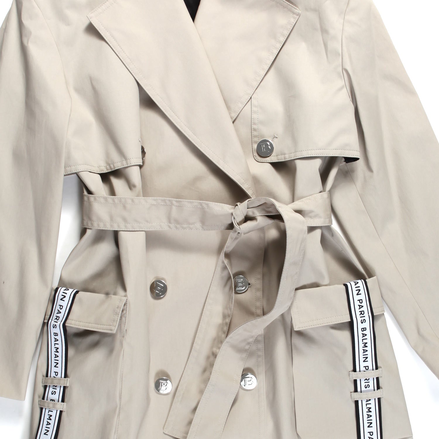 TRENCH COAT BEIGE CON BOTTONI ARGENTO - annameglio.com abbigliamento moda