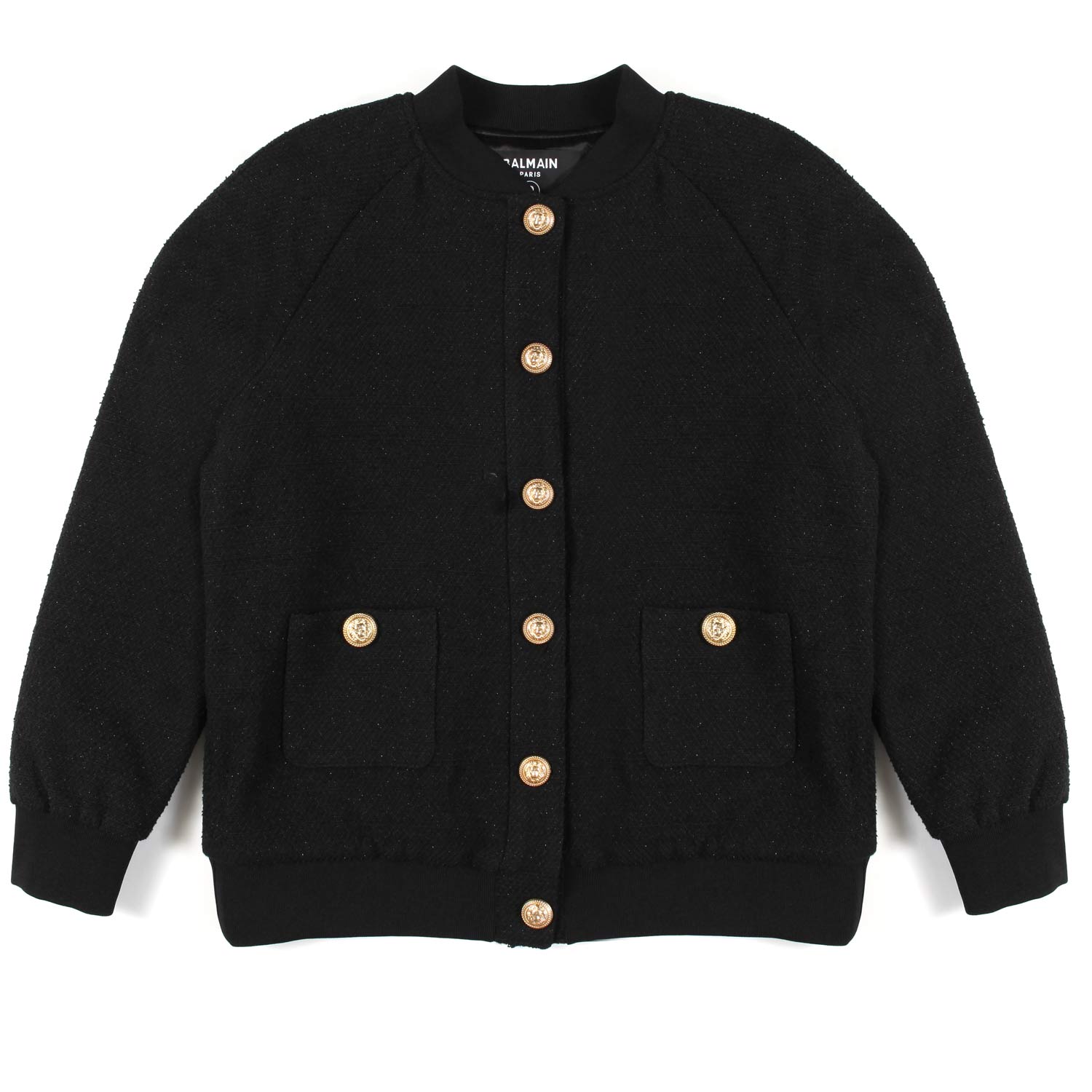 BOMBER NERO CON BOTTONI ORO BAMBINA E TEENAGER - annameglio.com abbigliamento moda