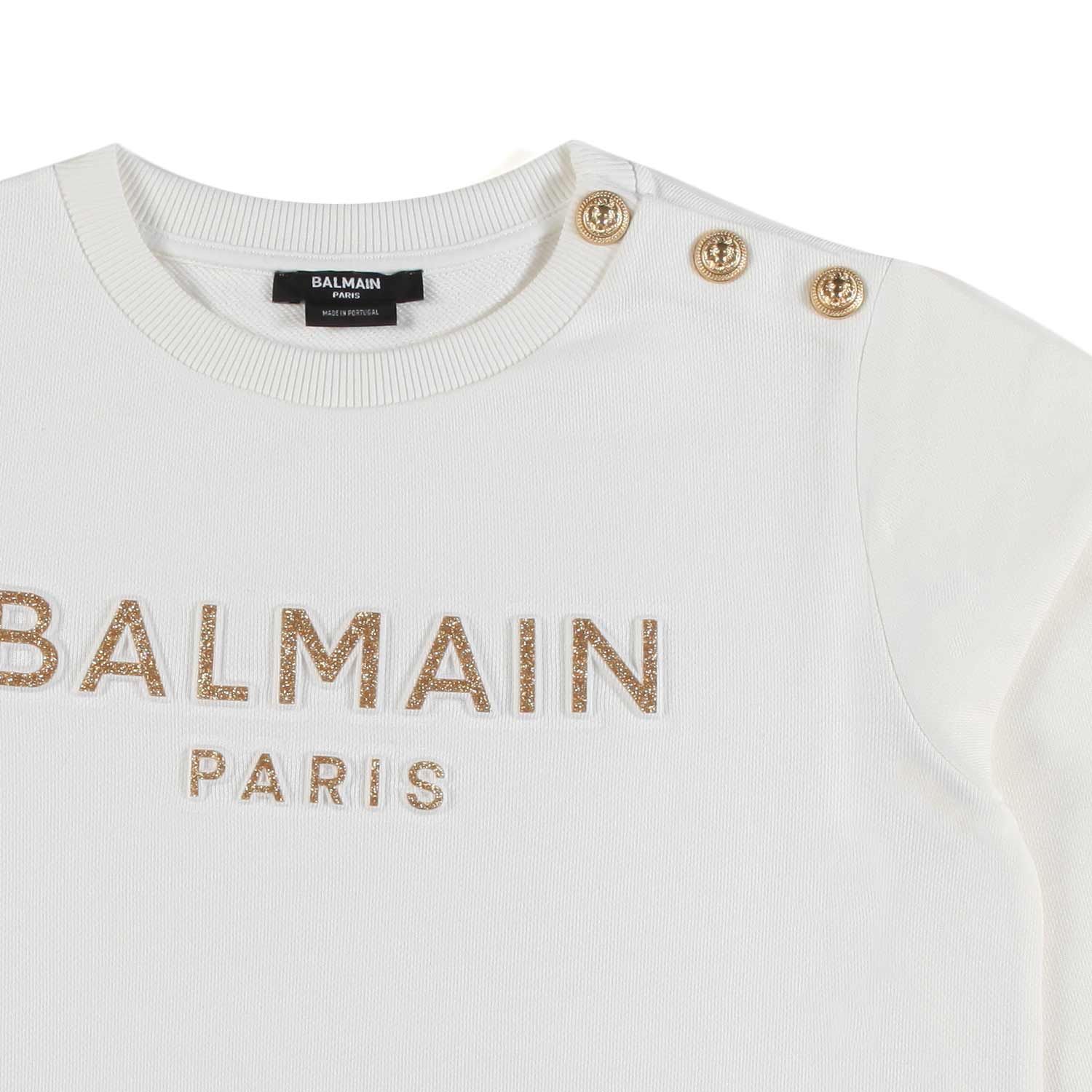 FELPA BIANCA CON LOGO ORO GLITTER - annameglio.com abbigliamento moda