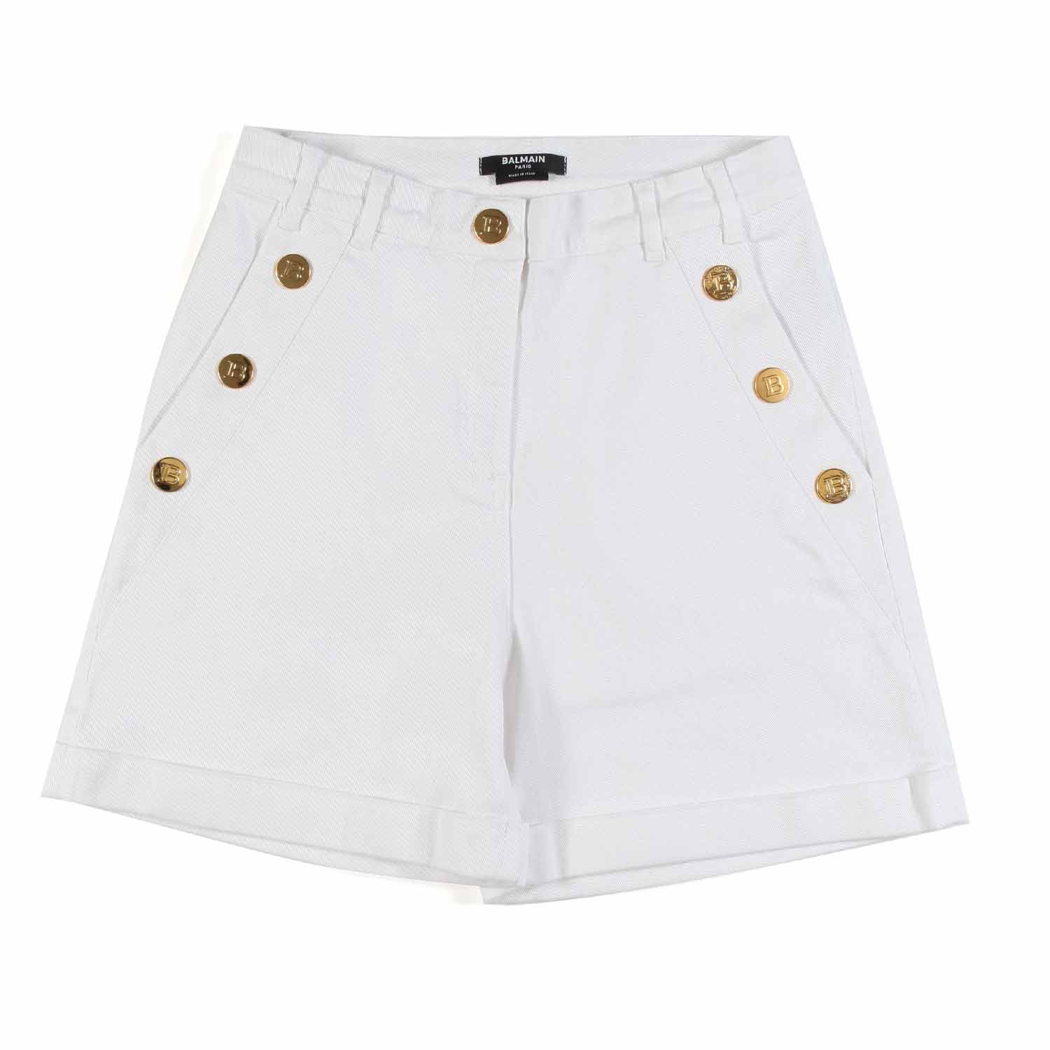 SHORTS BIANCHI CON BOTTONI ORO BAMBINA E TEENAGER - annameglio.com abbigliamento moda