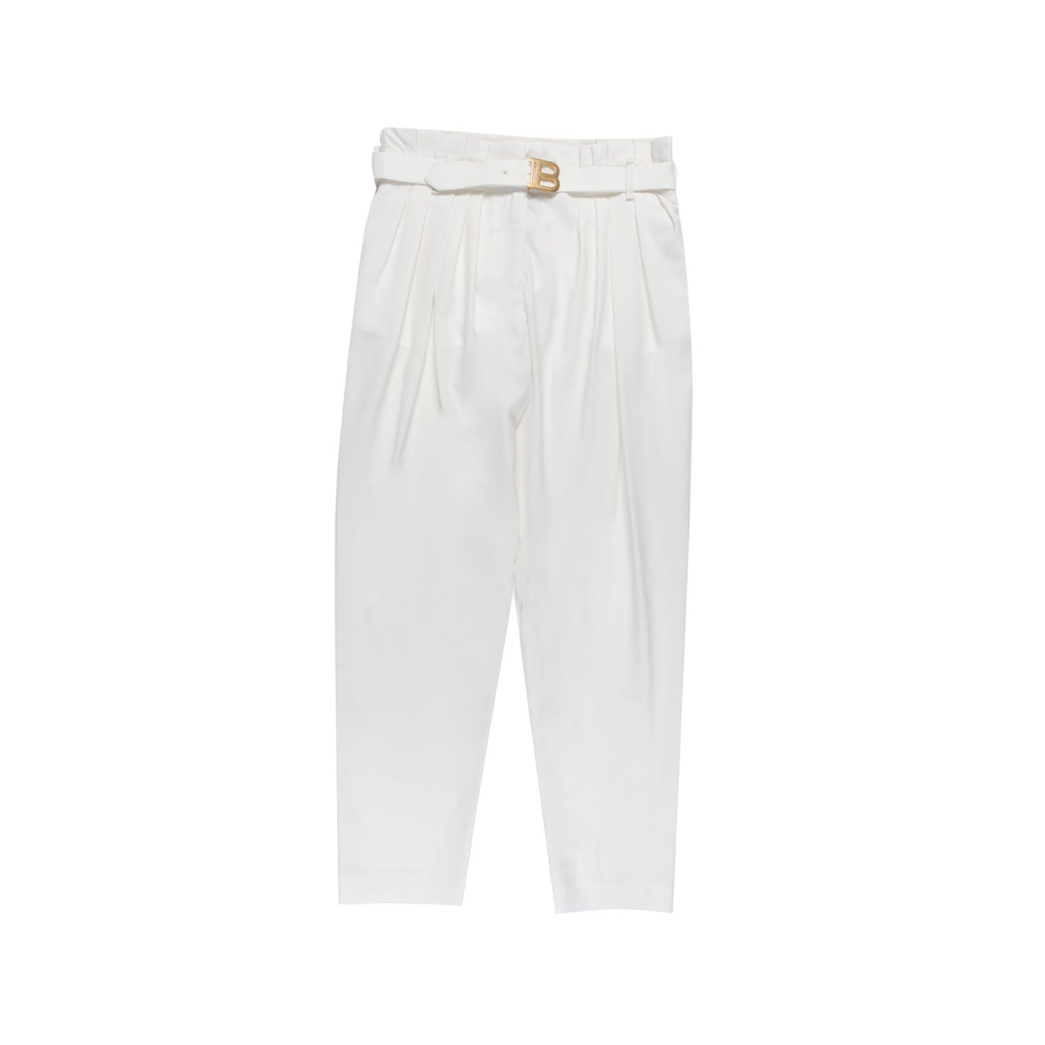 PANTALONE FRESCO LANA BIANCO CON CINTURA - annameglio.com abbigliamento moda