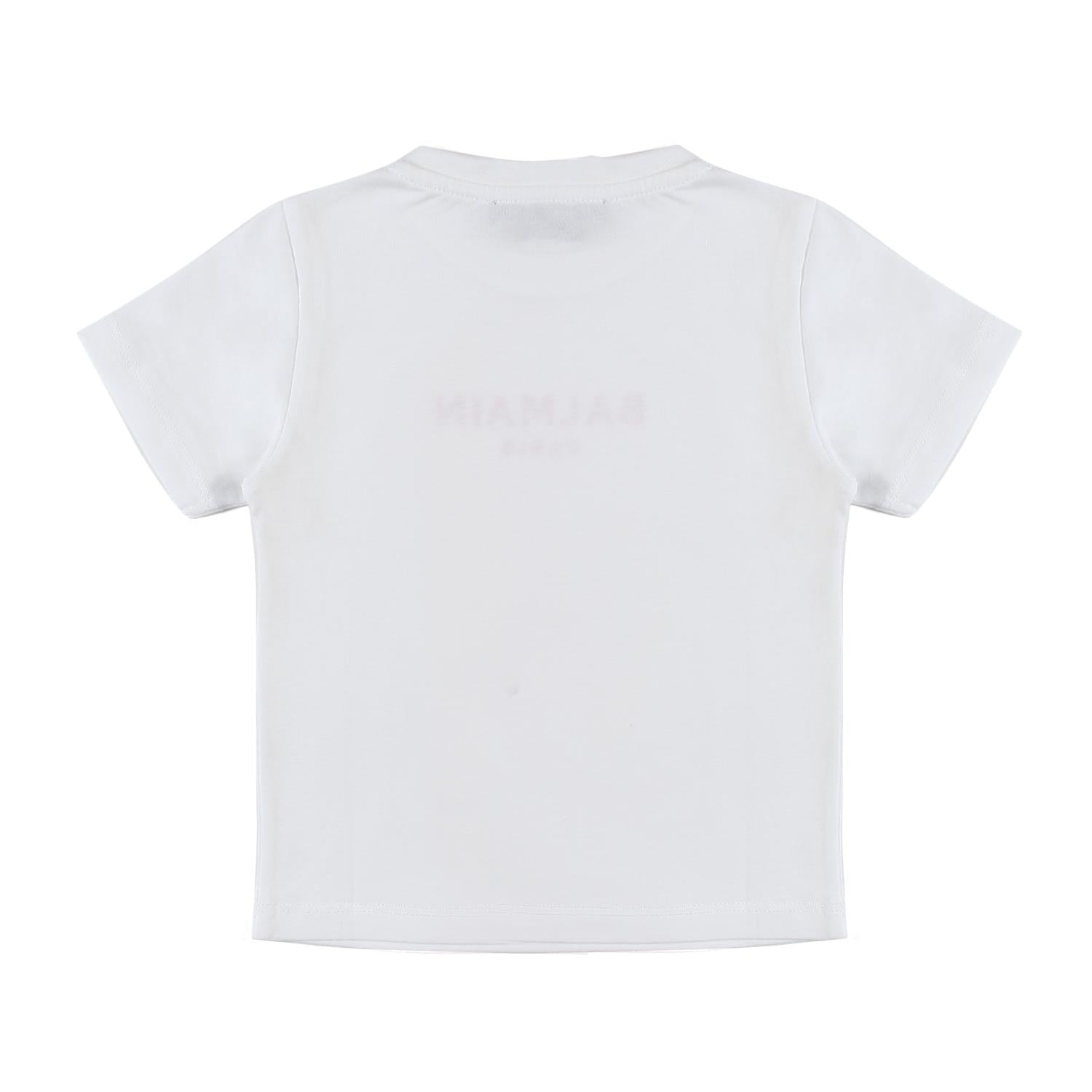 T-SHIRT BIANCA BIMBA CON LOGO NERO E ARGENTO - annameglio.com abbigliamento moda