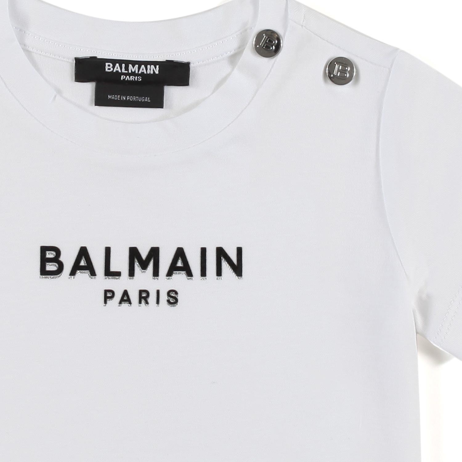 T-SHIRT BIANCA BIMBA CON LOGO NERO E ARGENTO - annameglio.com abbigliamento moda