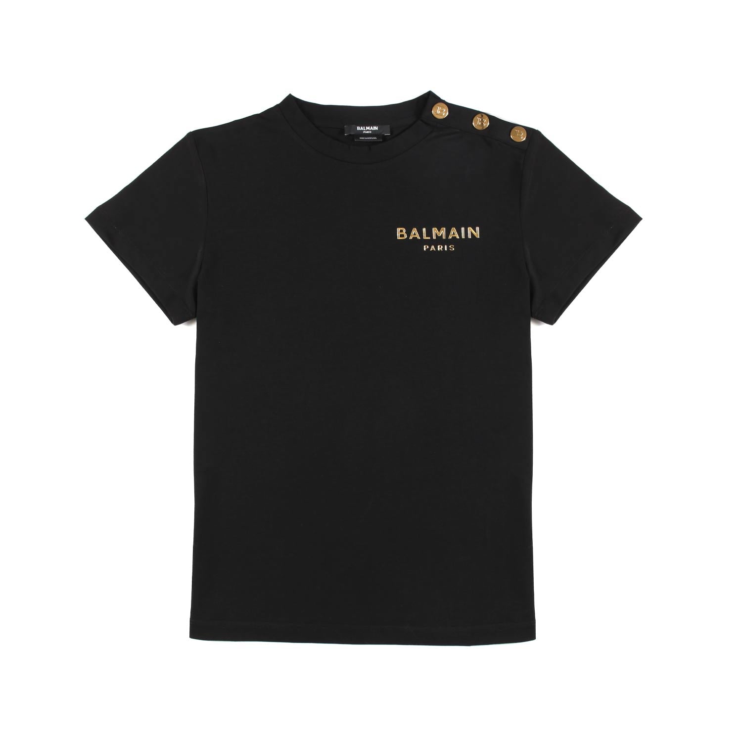 T-SHIRT NERA BAMBINA E TEEN CON MINI LOGO ORO - annameglio.com abbigliamento moda