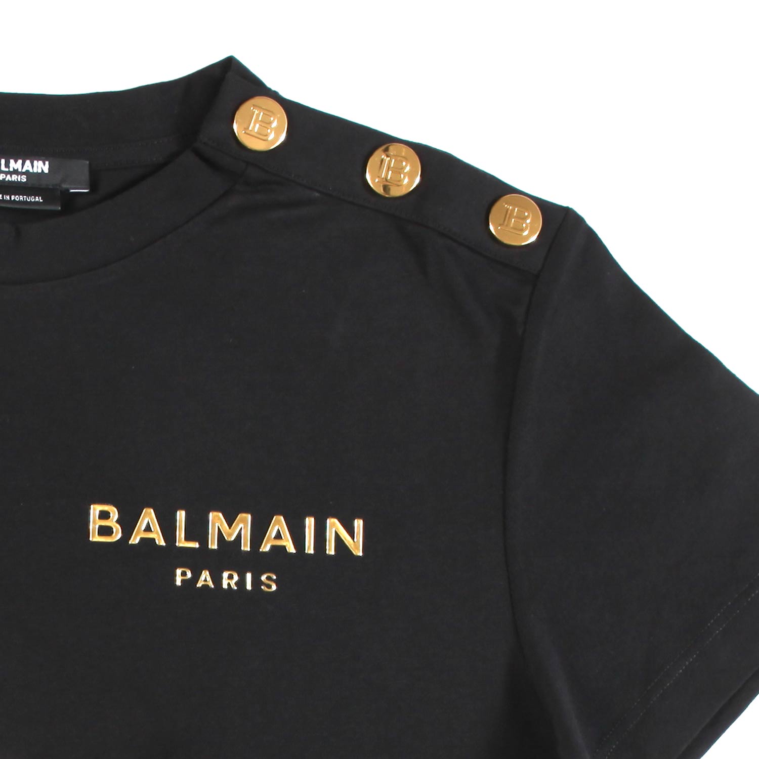 T-SHIRT NERA BAMBINA E TEEN CON MINI LOGO ORO - annameglio.com abbigliamento moda