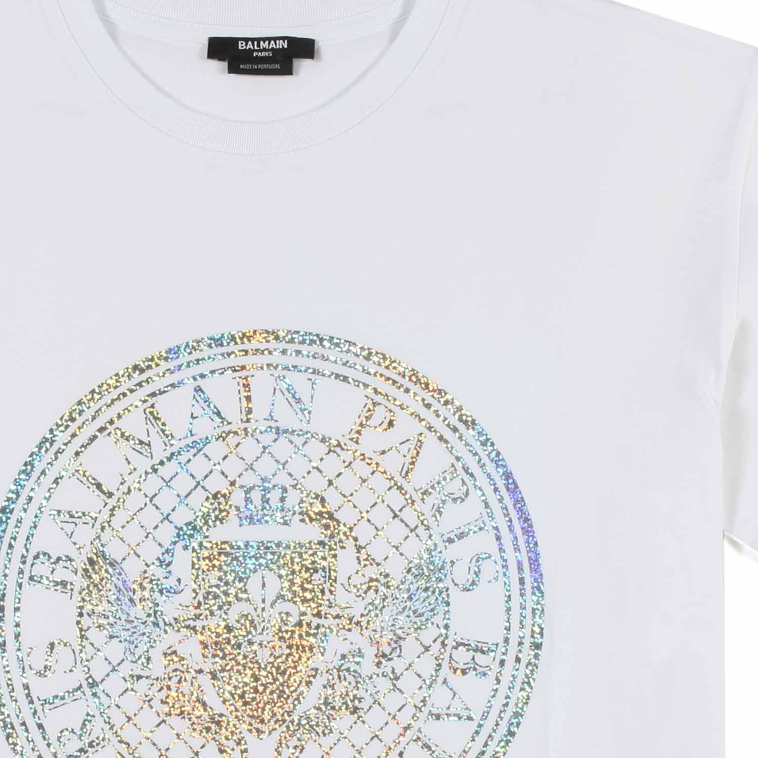 T-SHIRT BIANCA CON MAXI LOGO GLITTER MULTICOLOR - annameglio.com abbigliamento moda