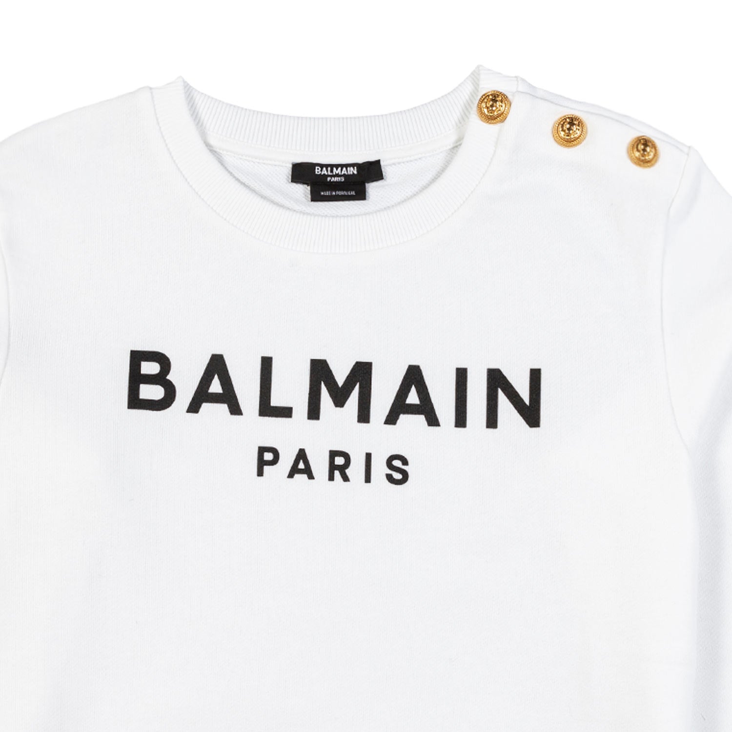 FELPA BIANCA CON BOTTONI ORO E LOGO NERO - annameglio.com abbigliamento moda