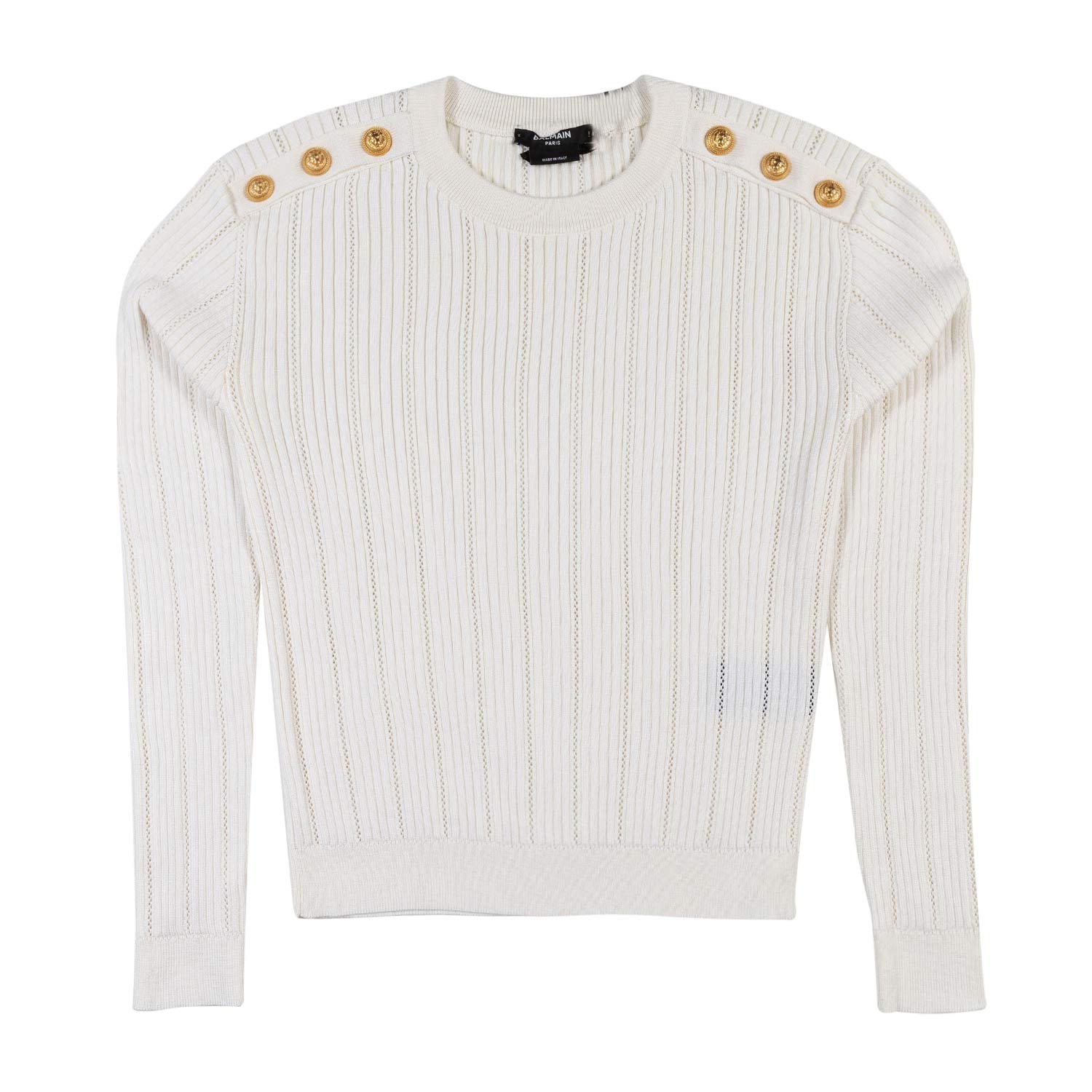 PULLOVER BIANCO LATTE CON BOTTONI ORO BAMBINA TEEN - annameglio.com abbigliamento moda