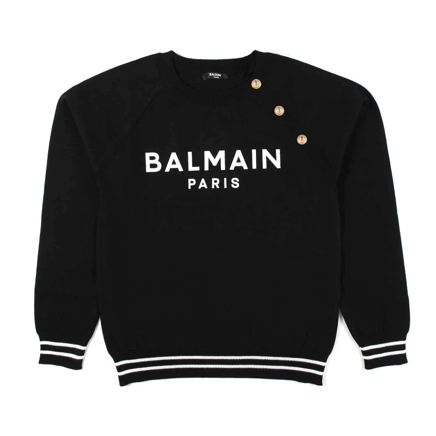 FELPA NERA CON LOGO BIANCO E BOTTONI ORO - annameglio.com abbigliamento moda