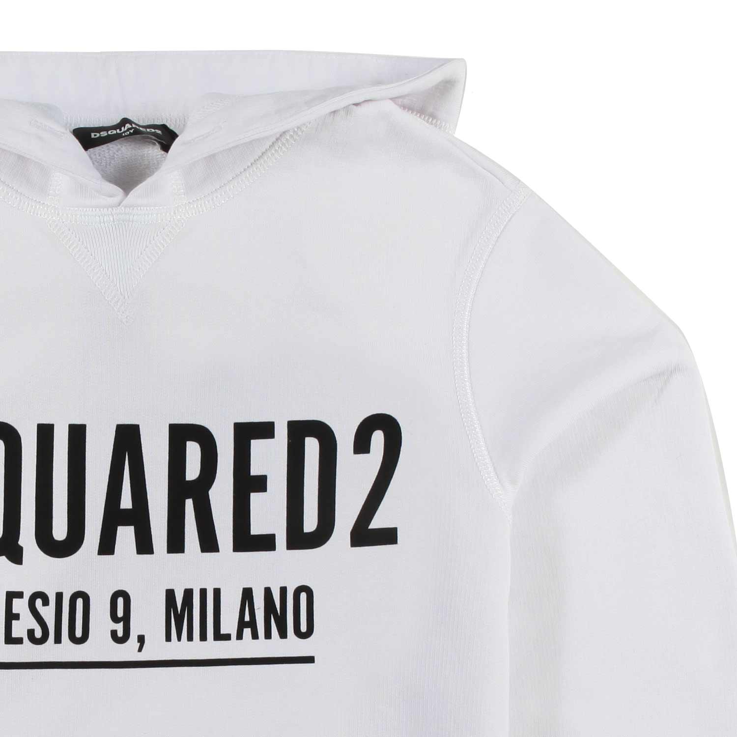 FELPA BIANCA CON CAPPUCCIO E LOGO NERO - annameglio.com abbigliamento moda