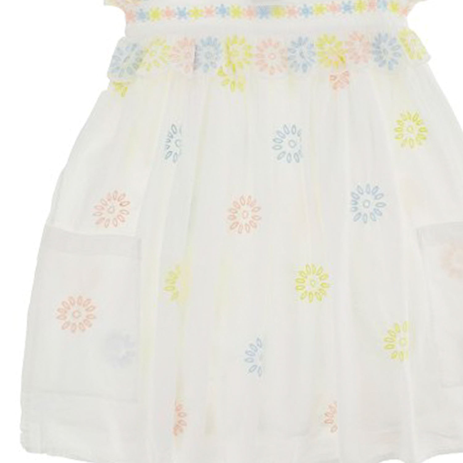 ABITO AVORIO CON FIORI RICAMATI MULTICOLOR BAMBINA - annameglio.com abbigliamento moda