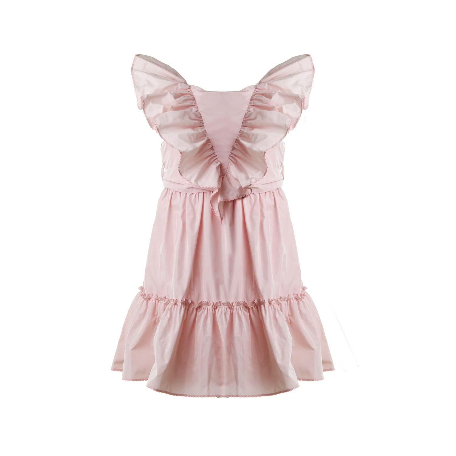 Abito Taffeta con Cintura e Volant Rosa - annameglio.com abbigliamento moda