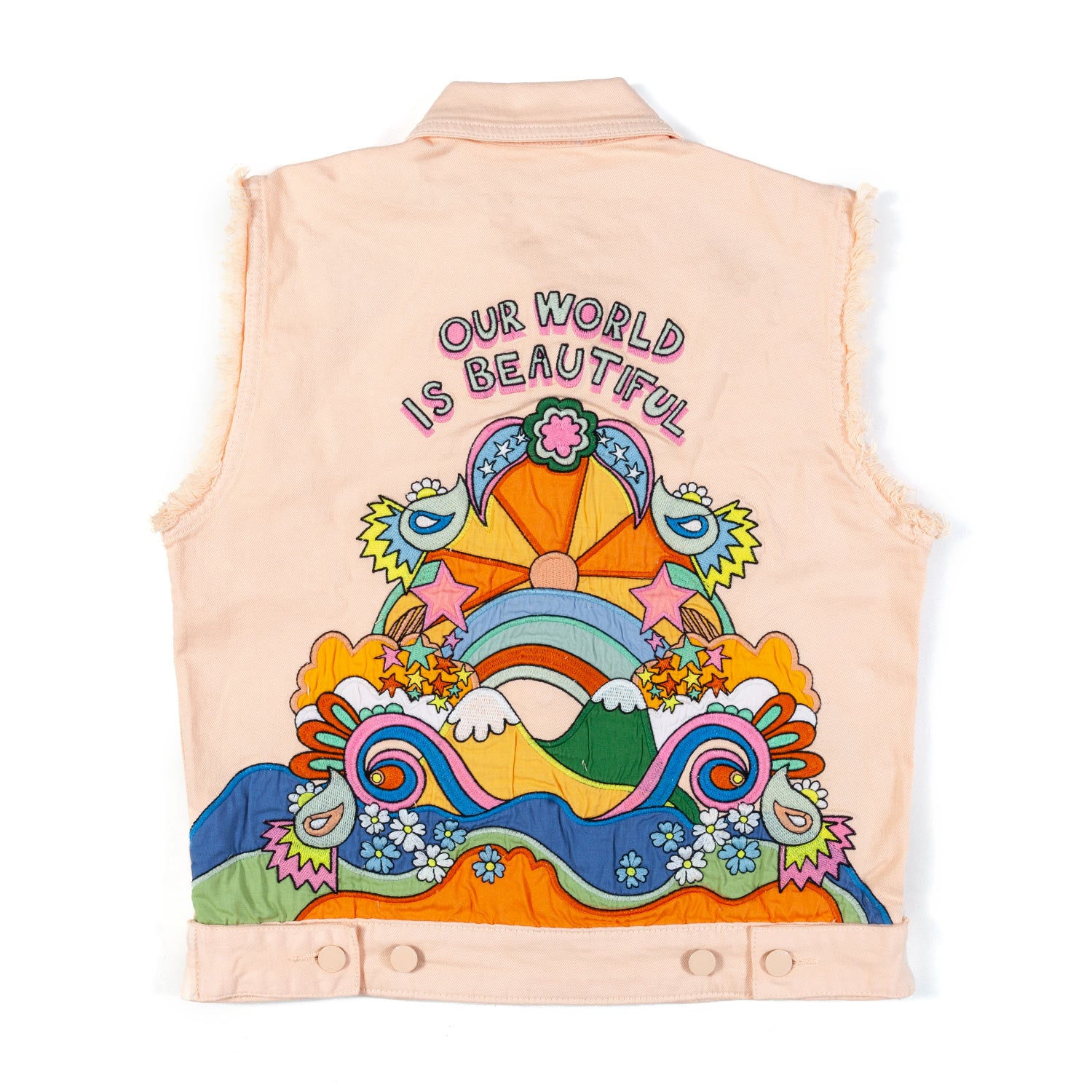 GILET DENIM ROSA CON RICAMI - annameglio.com abbigliamento moda