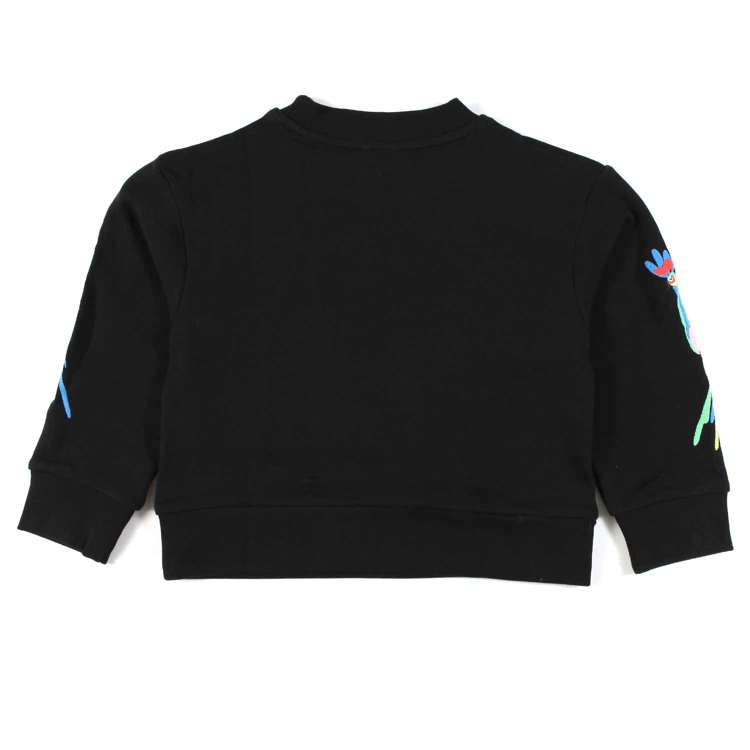 FELPA NERA CON PAPPAGALLI RICAMATI BAMBINA - annameglio.com abbigliamento moda