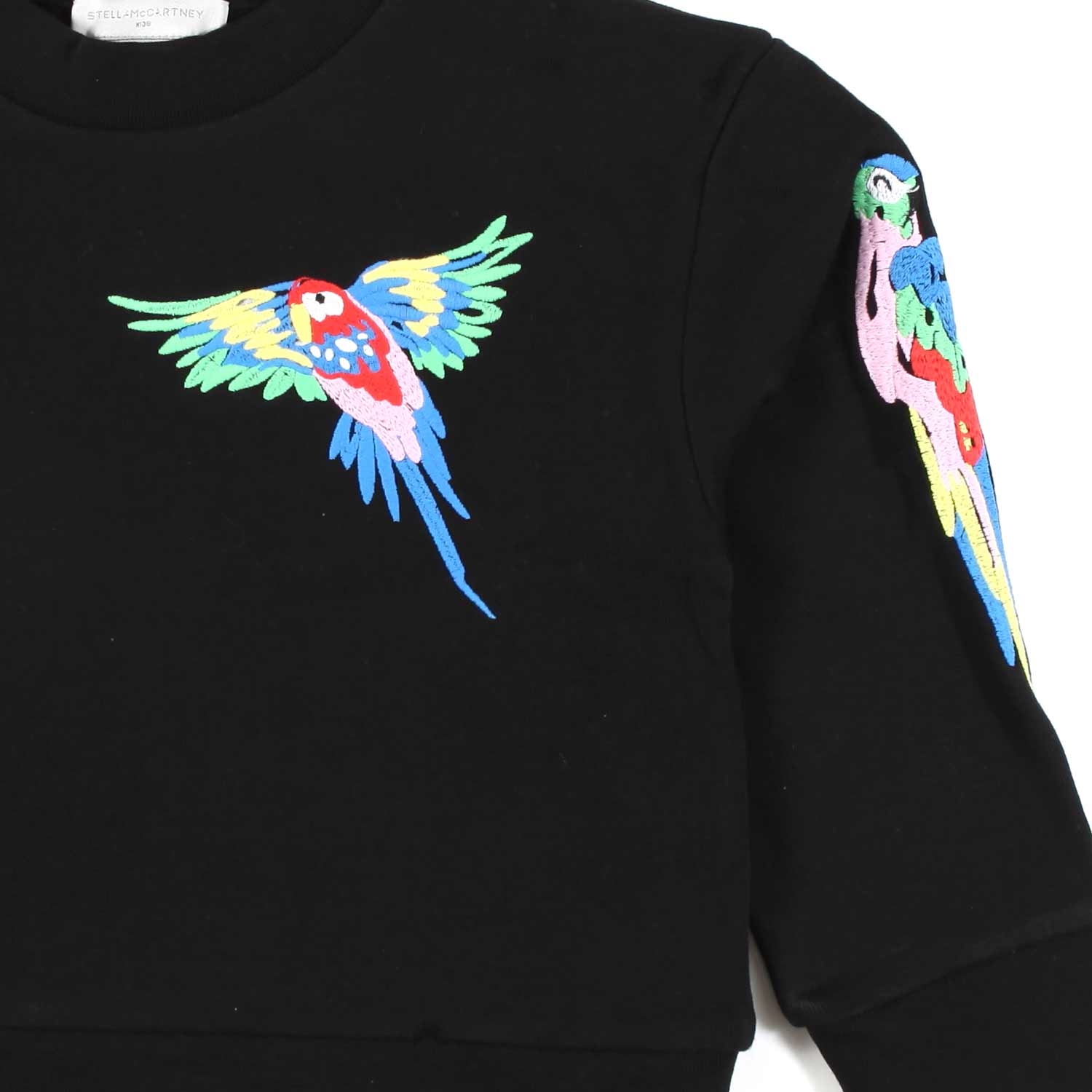 FELPA NERA CON PAPPAGALLI RICAMATI BAMBINA - annameglio.com abbigliamento moda