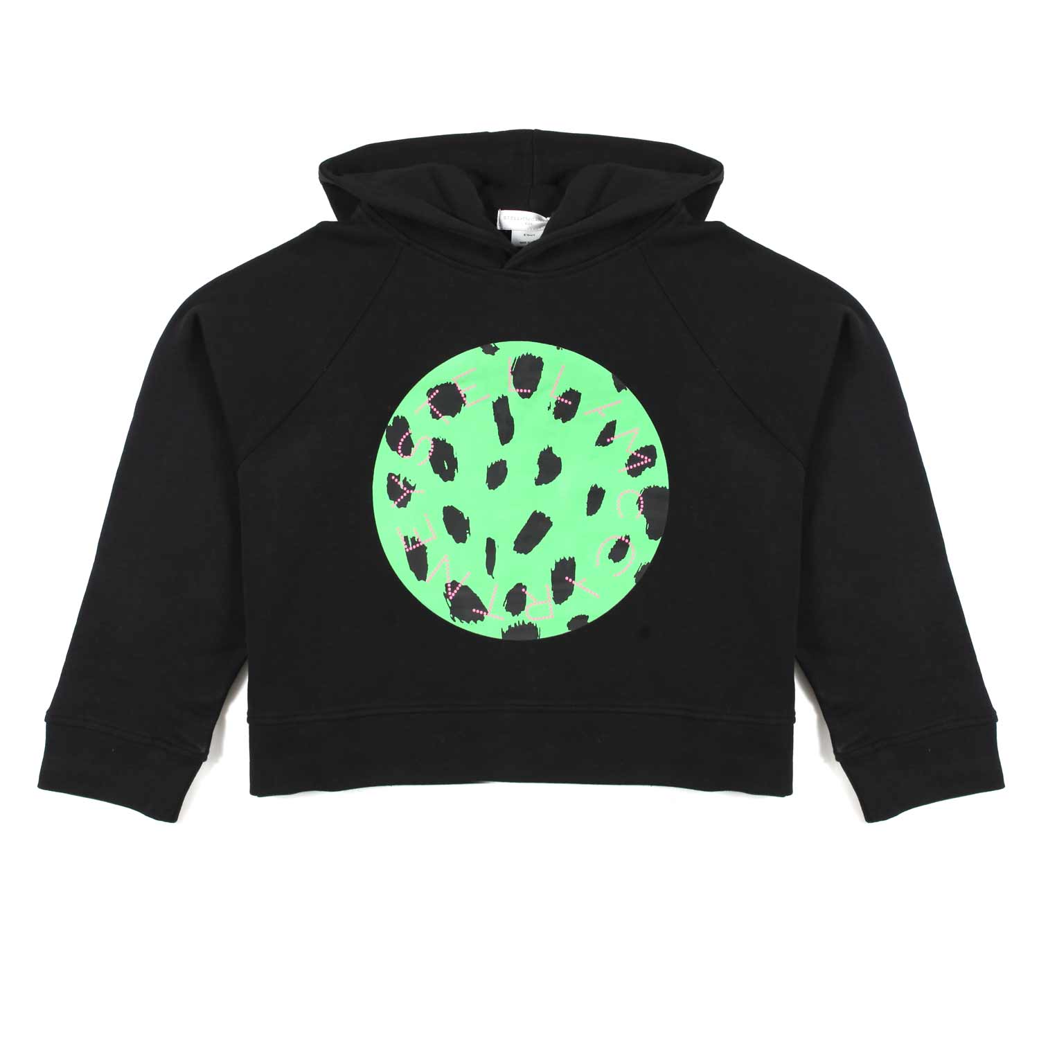 FELPA CROPPED NERA E VERDE CON CAPPUCCIO - annameglio.com abbigliamento moda