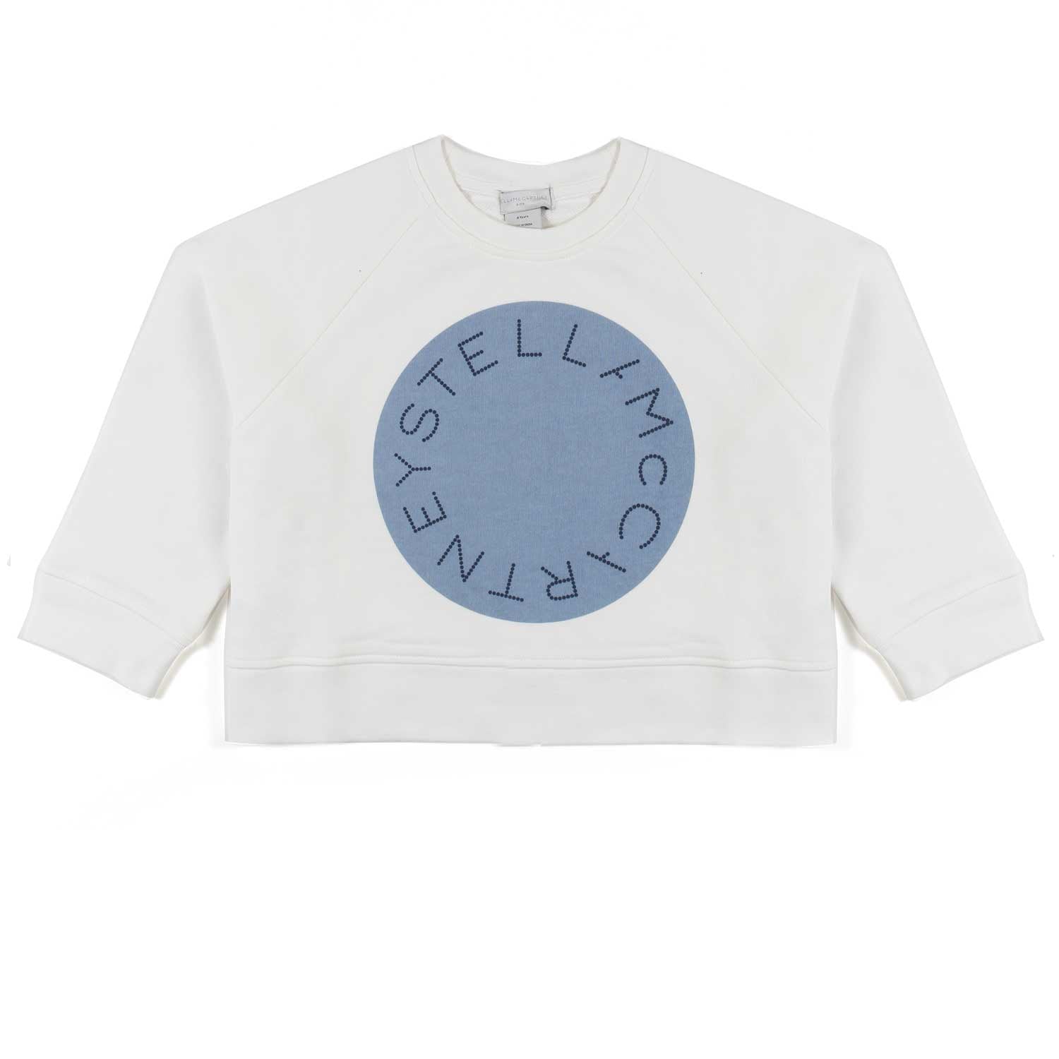 FELPA CROPPED BIANCA CON STAMPA CELESTE - annameglio.com abbigliamento moda