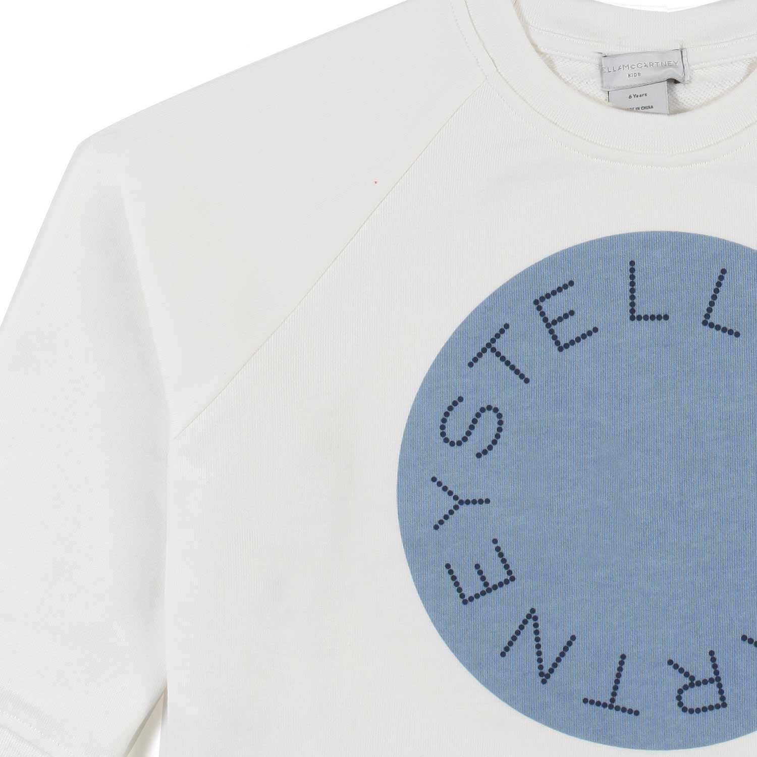 FELPA CROPPED BIANCA CON STAMPA CELESTE - annameglio.com abbigliamento moda