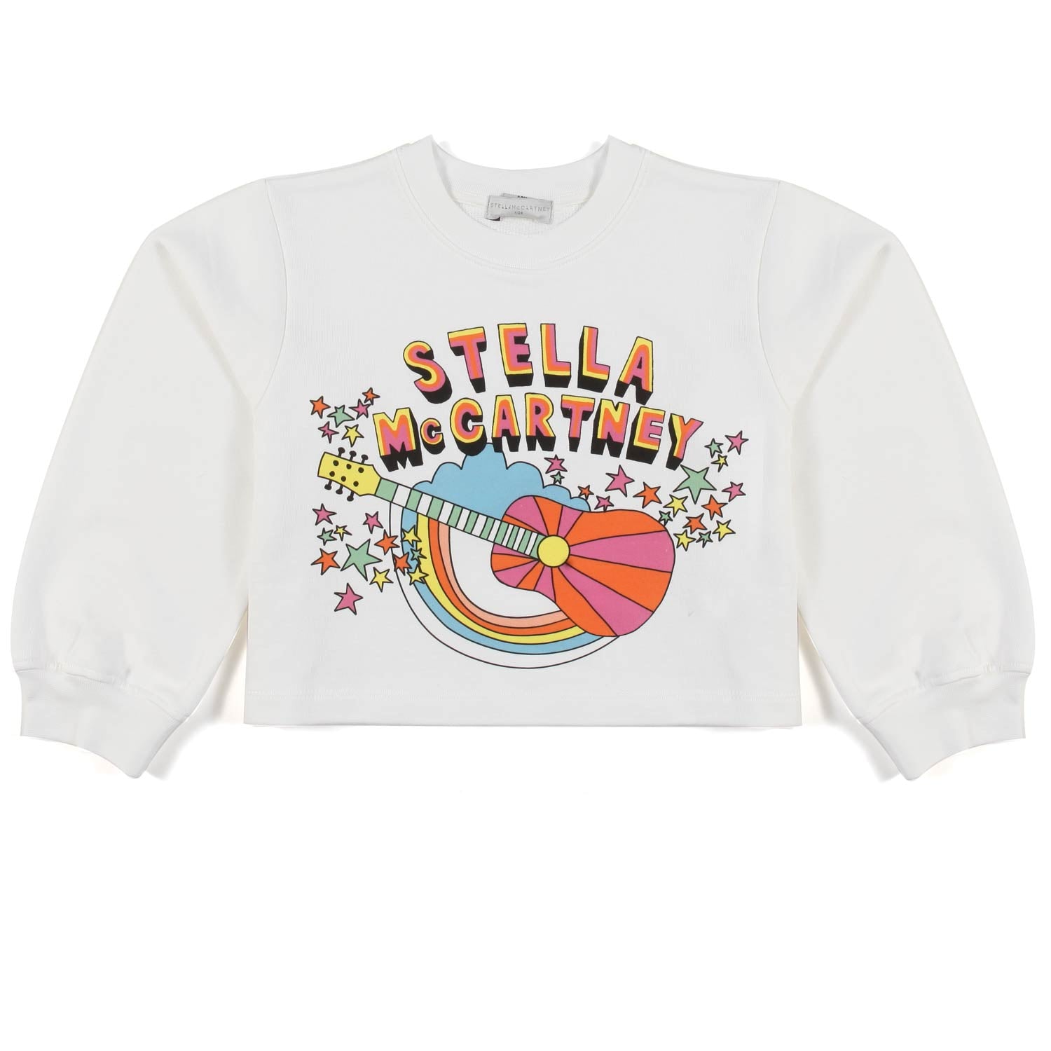 FELPA CROPPED BIANCA CON STAMPA MULTICOLOR - annameglio.com abbigliamento moda