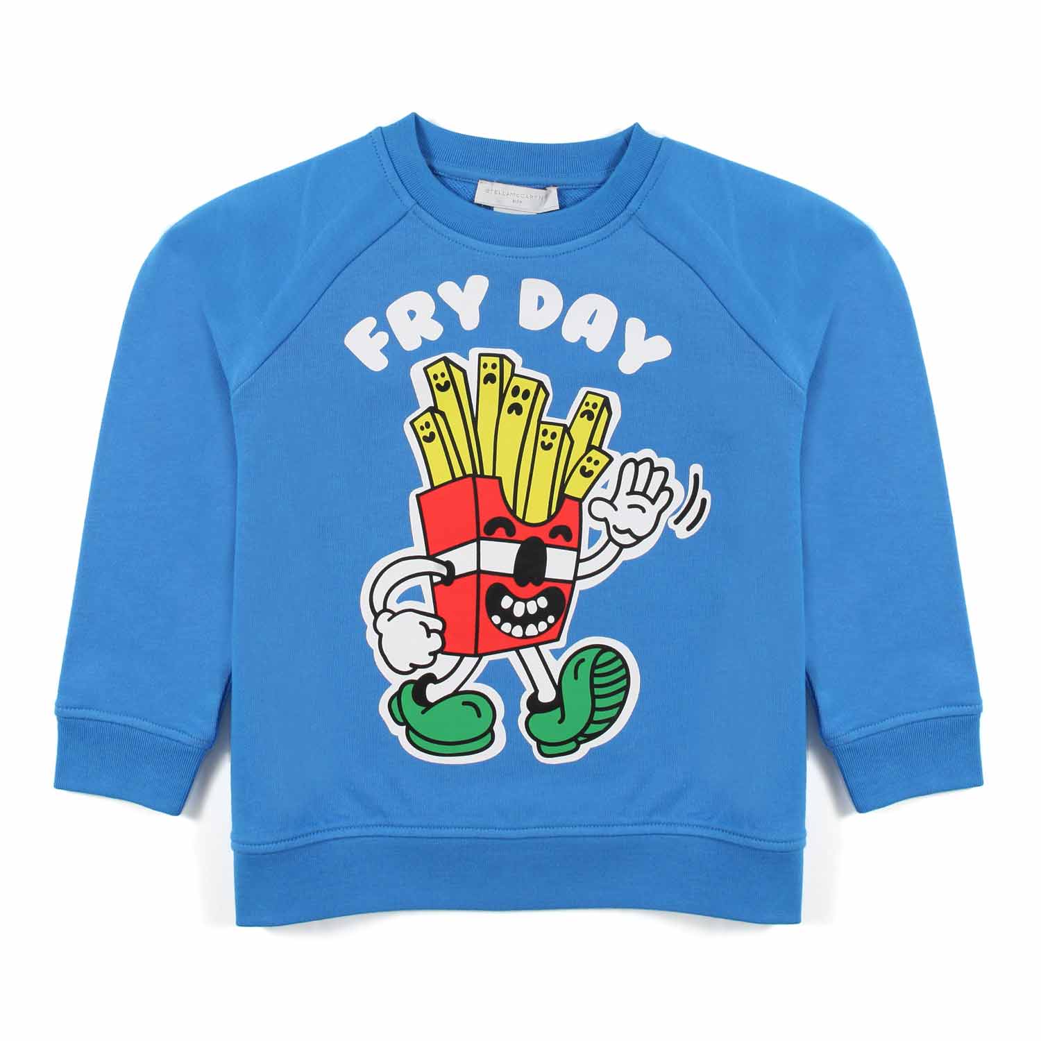 FELPA AZZURRA CON STAMPA FRIES BAMBINA E BAMBINO - annameglio.com abbigliamento moda