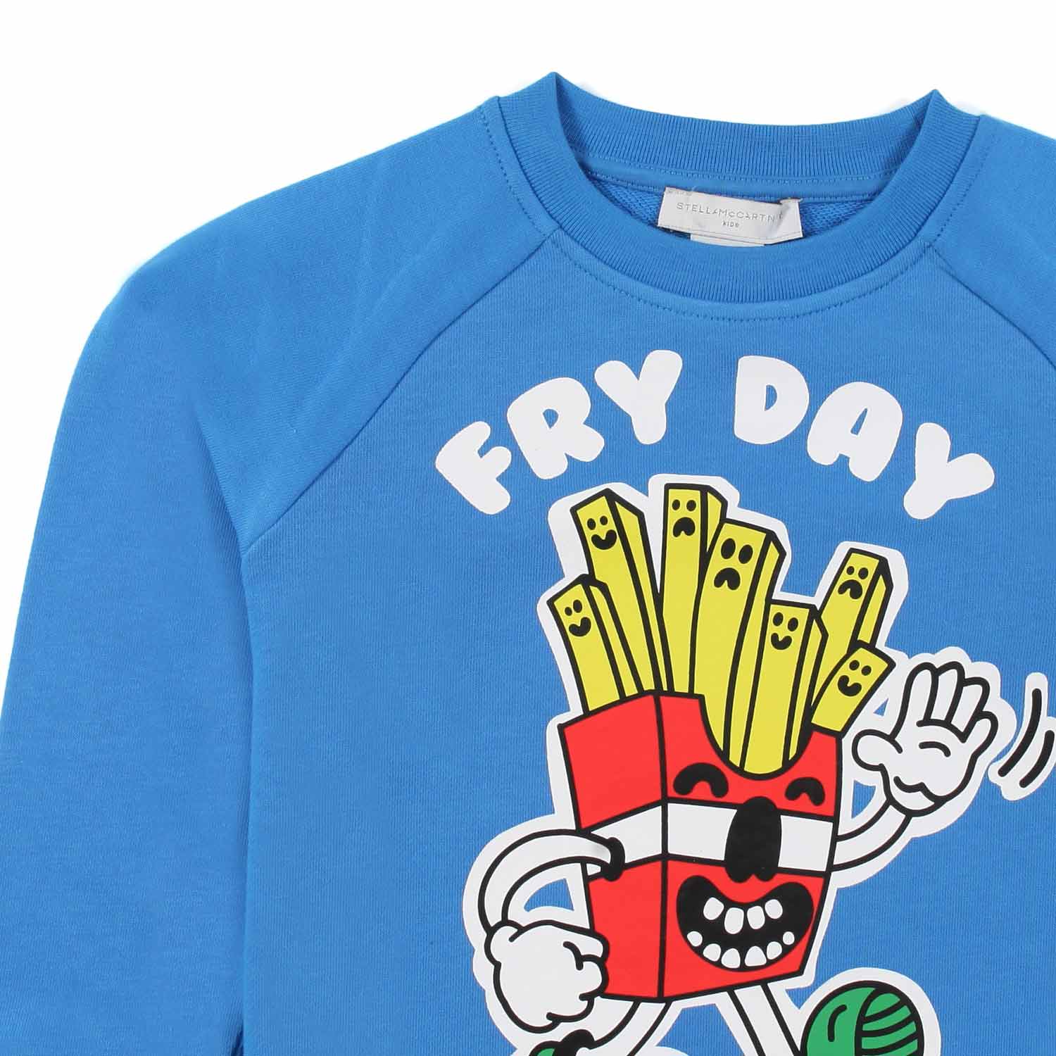 FELPA AZZURRA CON STAMPA FRIES BAMBINA E BAMBINO - annameglio.com abbigliamento moda