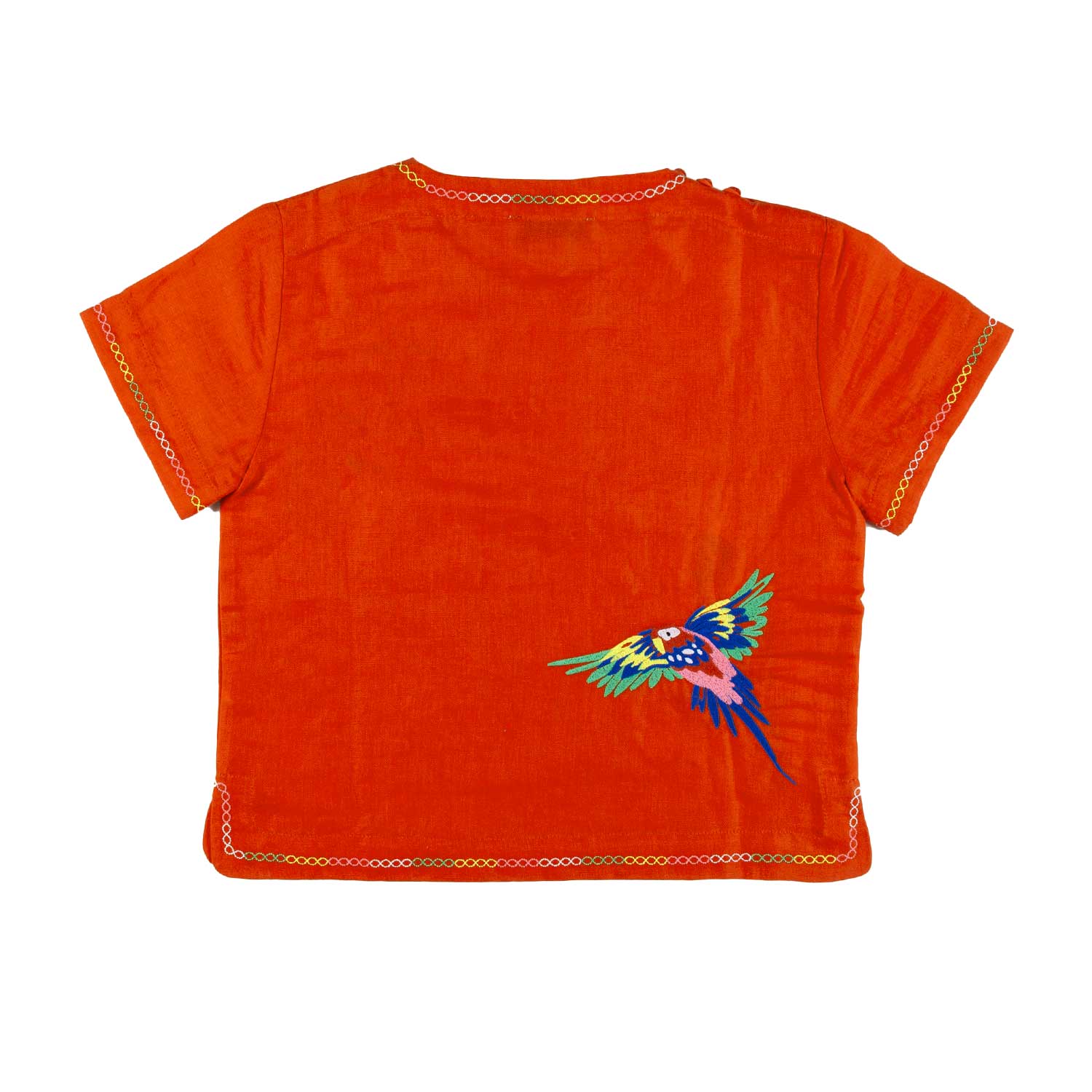 T-SHIRT ROSSA CON PAPPAGALLI BAMBINA E TEENAGER - annameglio.com abbigliamento moda