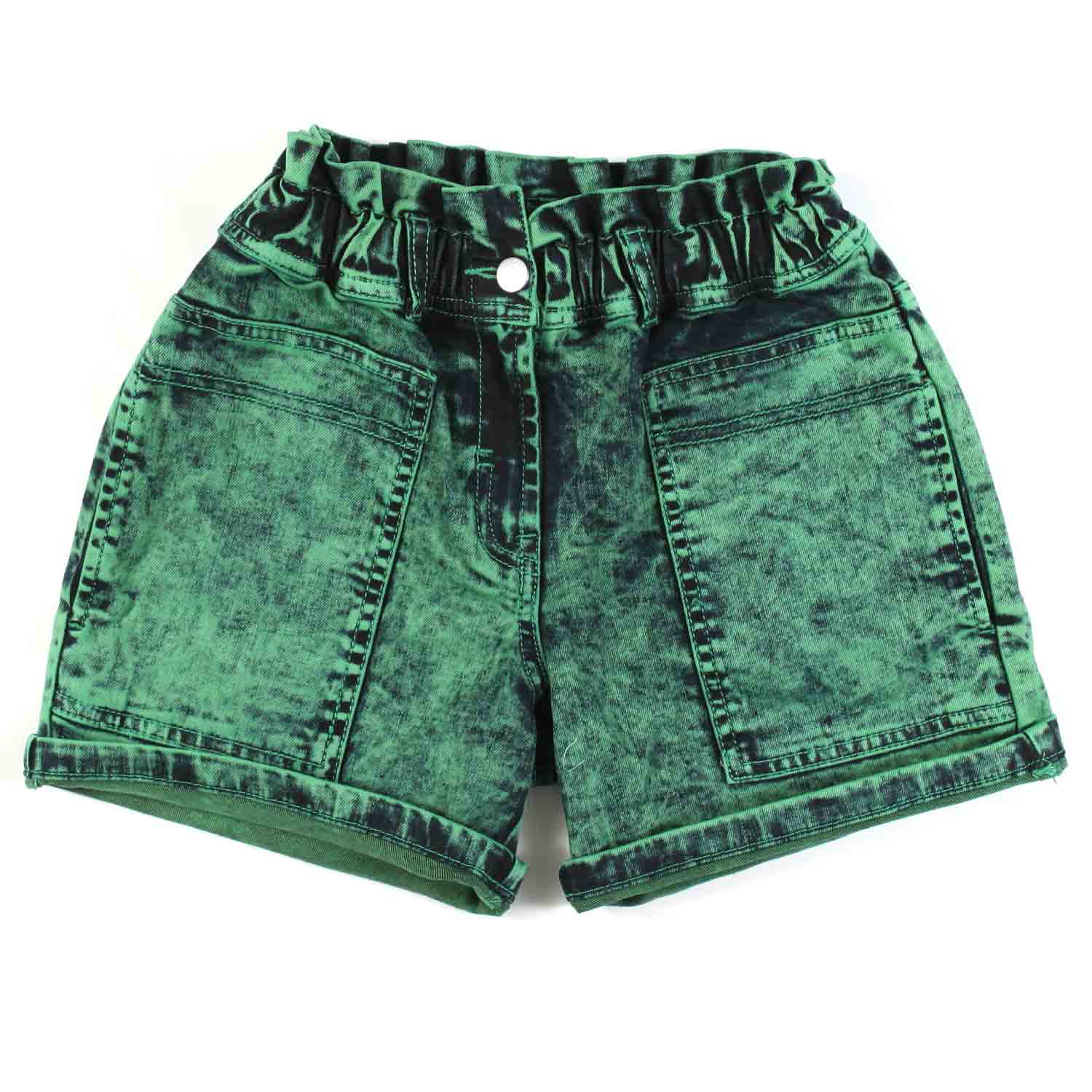 SHORTS DENIM VERDE E NERO TIE DYE BAMBINA TEEN - annameglio.com abbigliamento moda