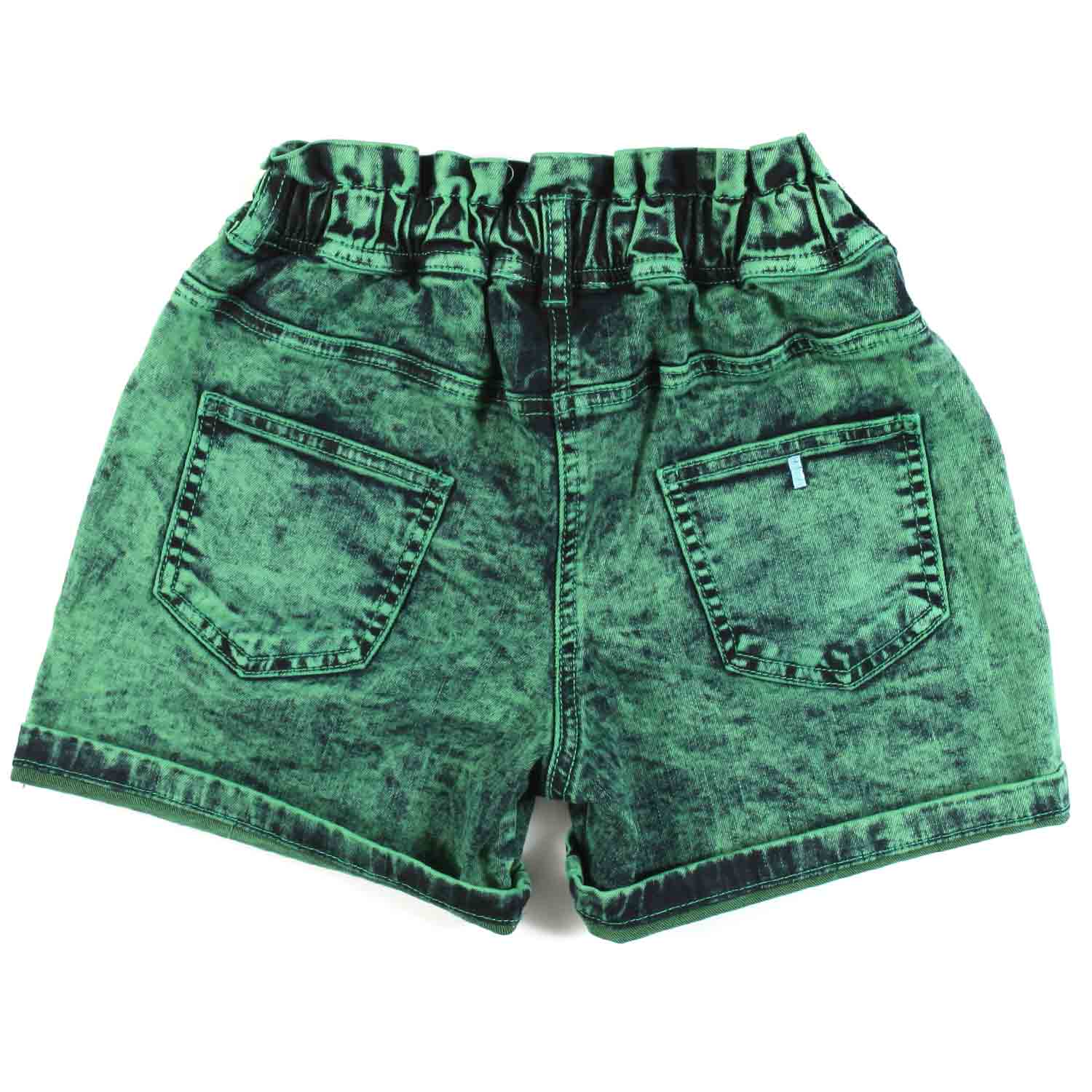 SHORTS DENIM VERDE E NERO TIE DYE BAMBINA TEEN - annameglio.com abbigliamento moda