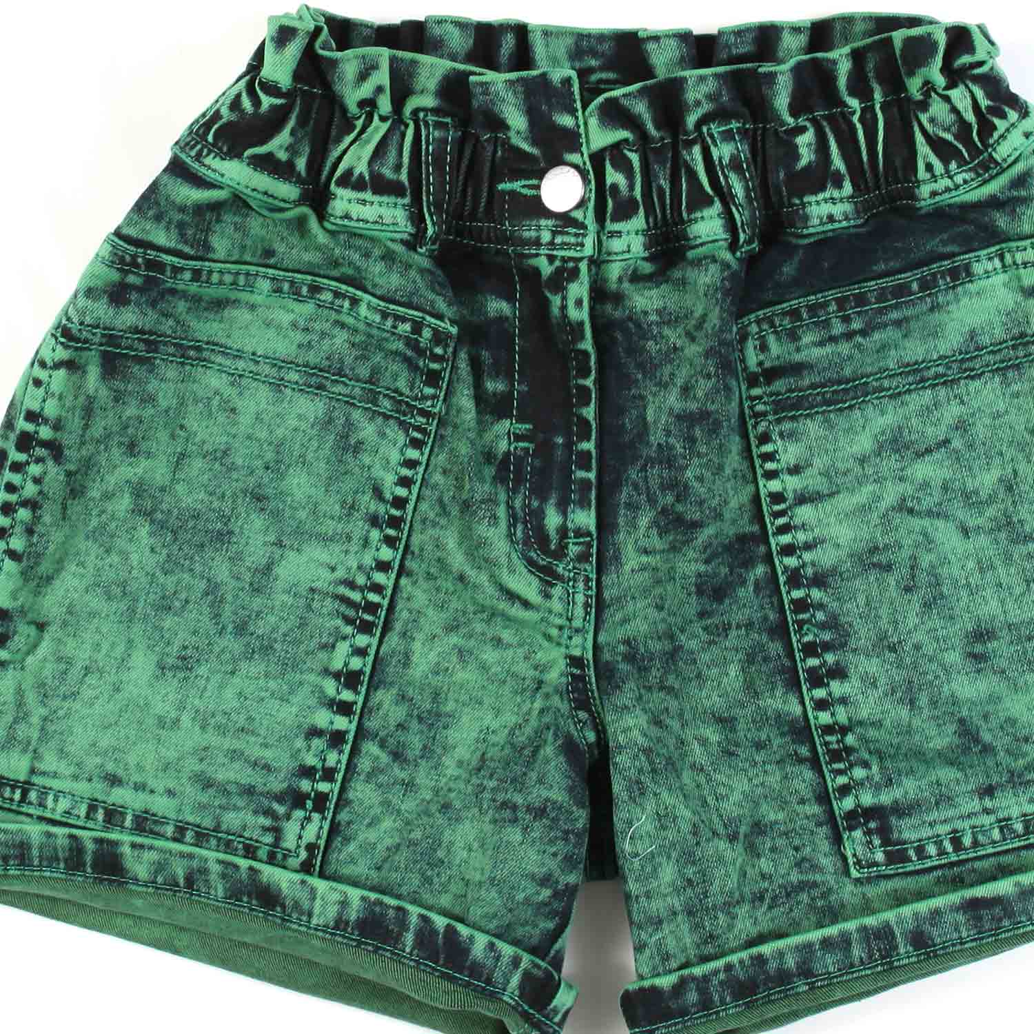 SHORTS DENIM VERDE E NERO TIE DYE BAMBINA TEEN - annameglio.com abbigliamento moda