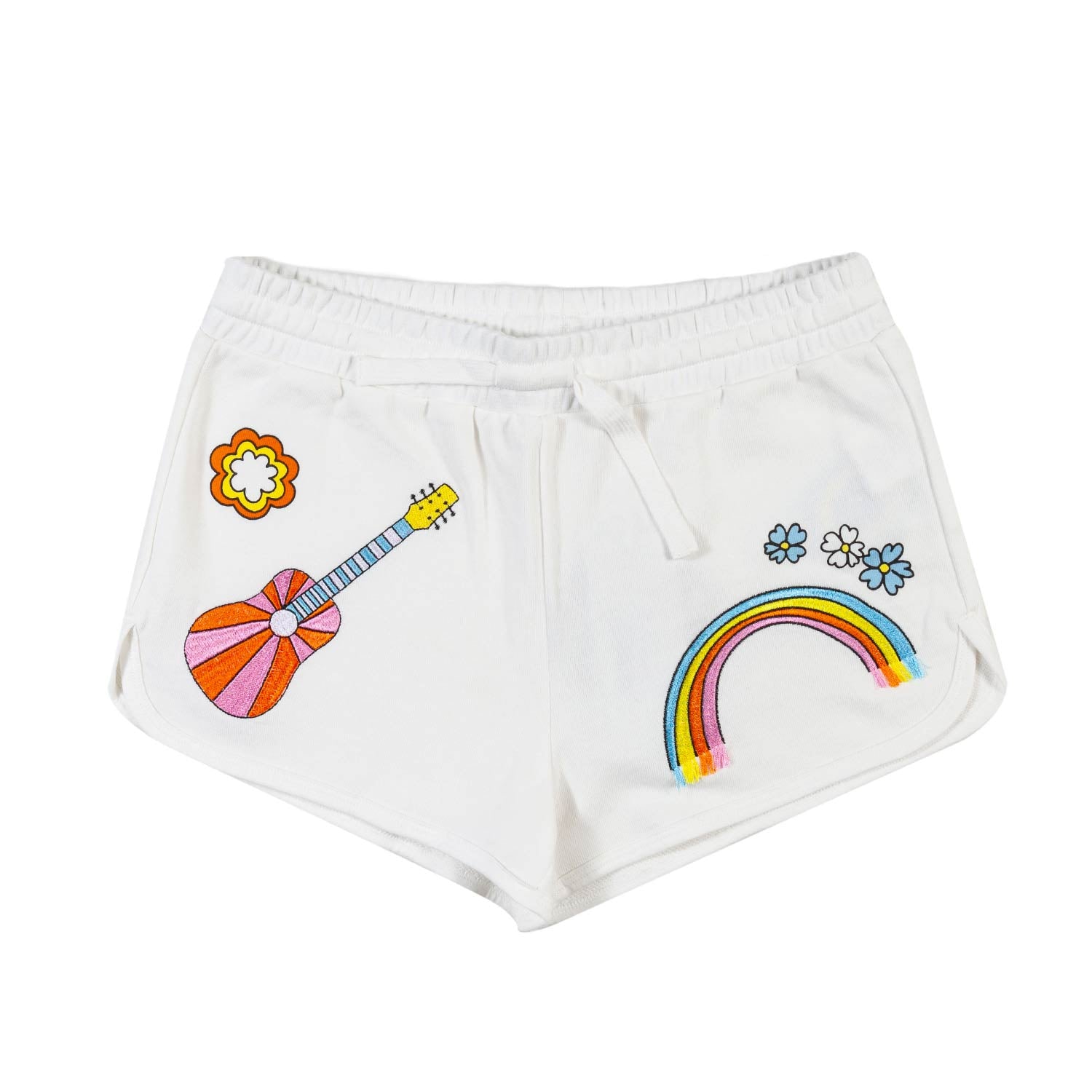 SHORTS FELPA BIANCO E MULTICOLOR BAMBINA - annameglio.com abbigliamento moda