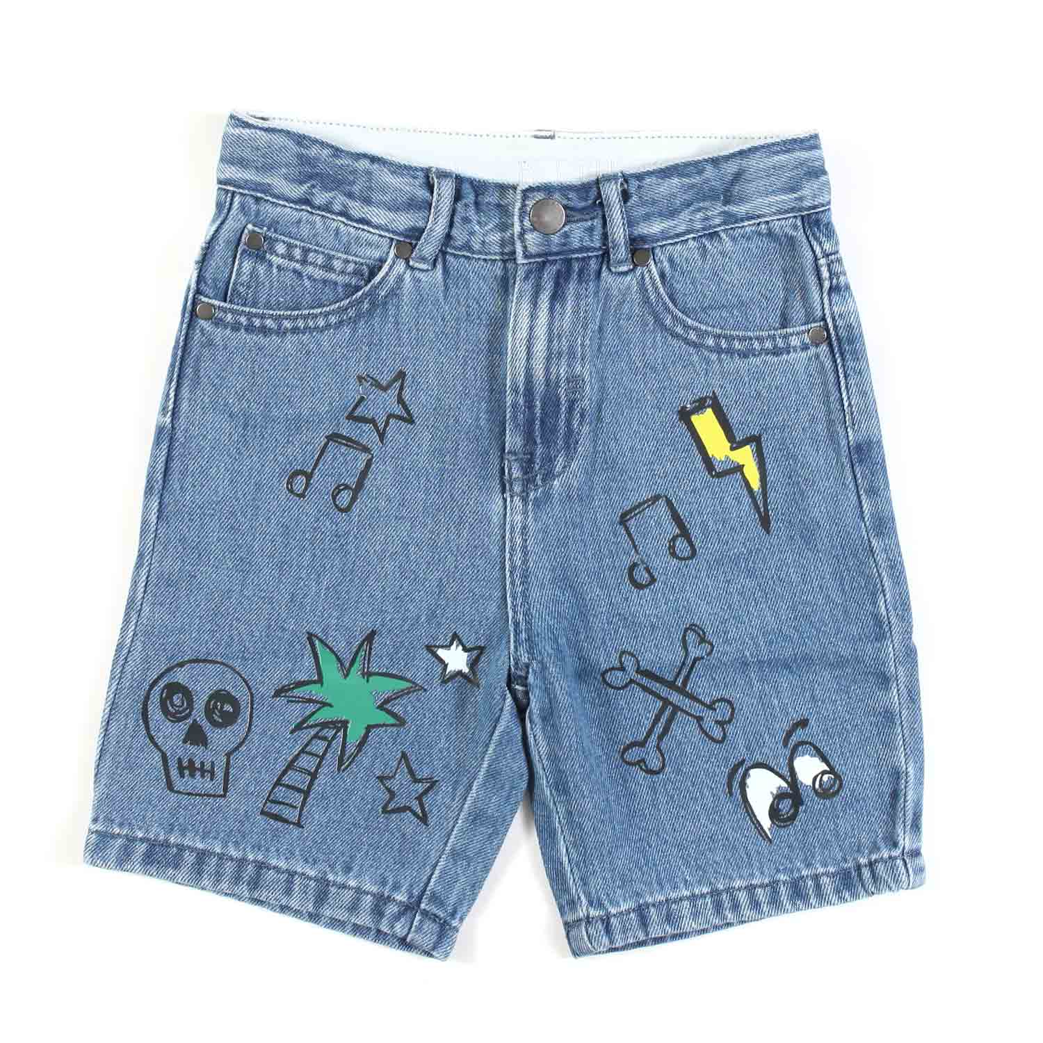 SHORTS DI JEANS CON STAMPE COLORATE BAMBINO - annameglio.com abbigliamento moda