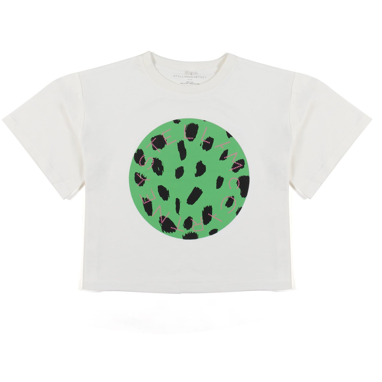 T-SHIRT CROPPED BIANCA CON STAMPA VERDE E NERA - annameglio.com abbigliamento moda