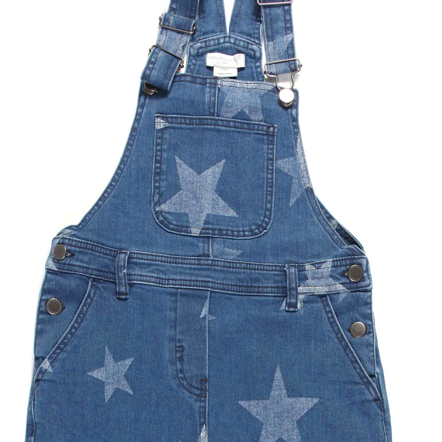 SALOPETTE DENIM BLU CON STELLE BAMBINA E TEEN - annameglio.com abbigliamento moda