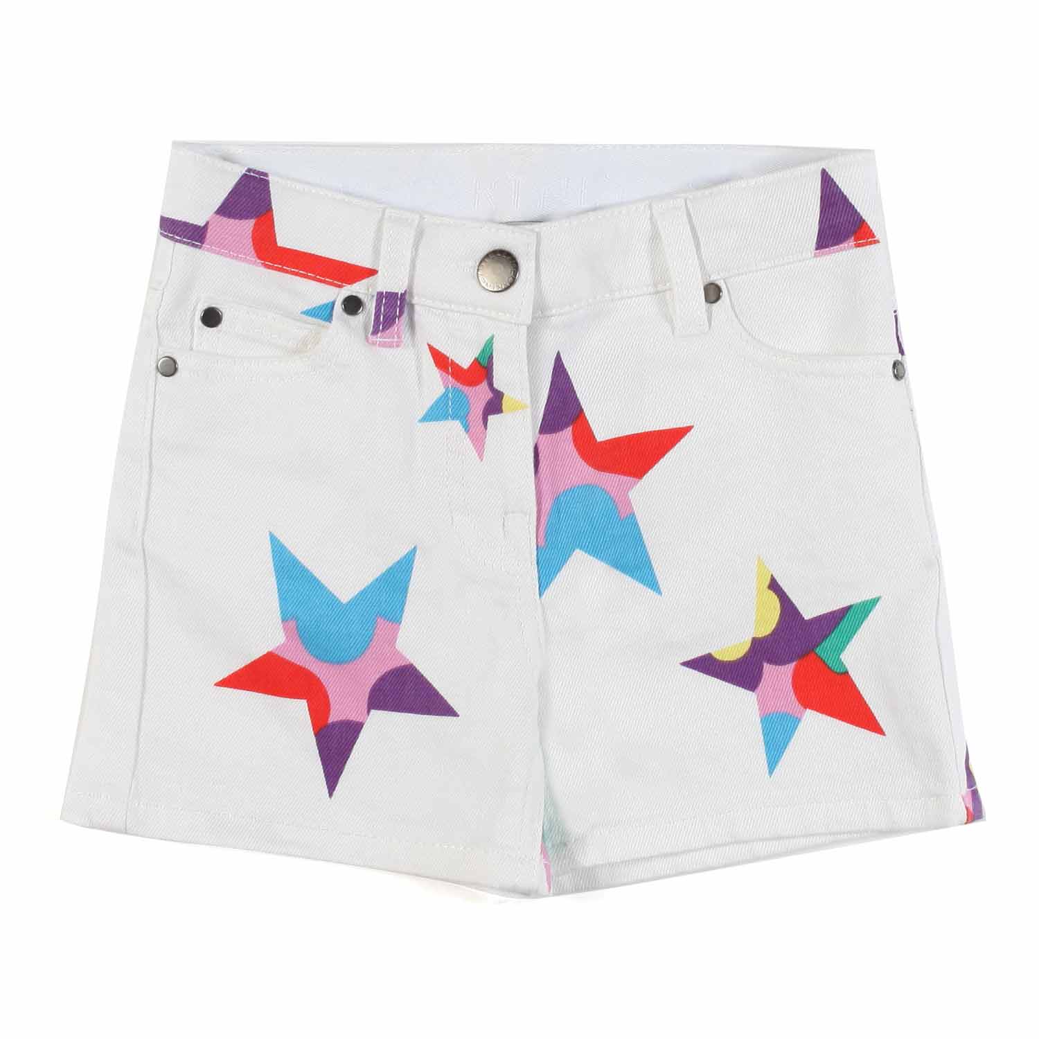 SHORTS BIANCHI CON STELLE MULTICOLOR ARCOBALENO - annameglio.com abbigliamento moda