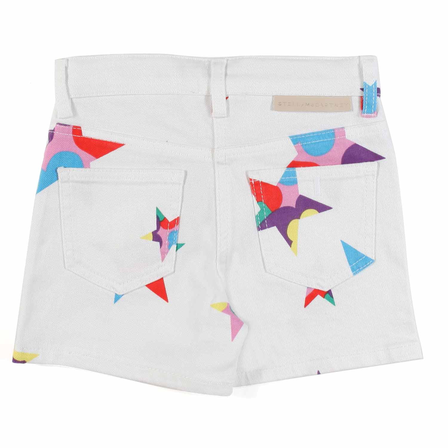SHORTS BIANCHI CON STELLE MULTICOLOR ARCOBALENO - annameglio.com abbigliamento moda