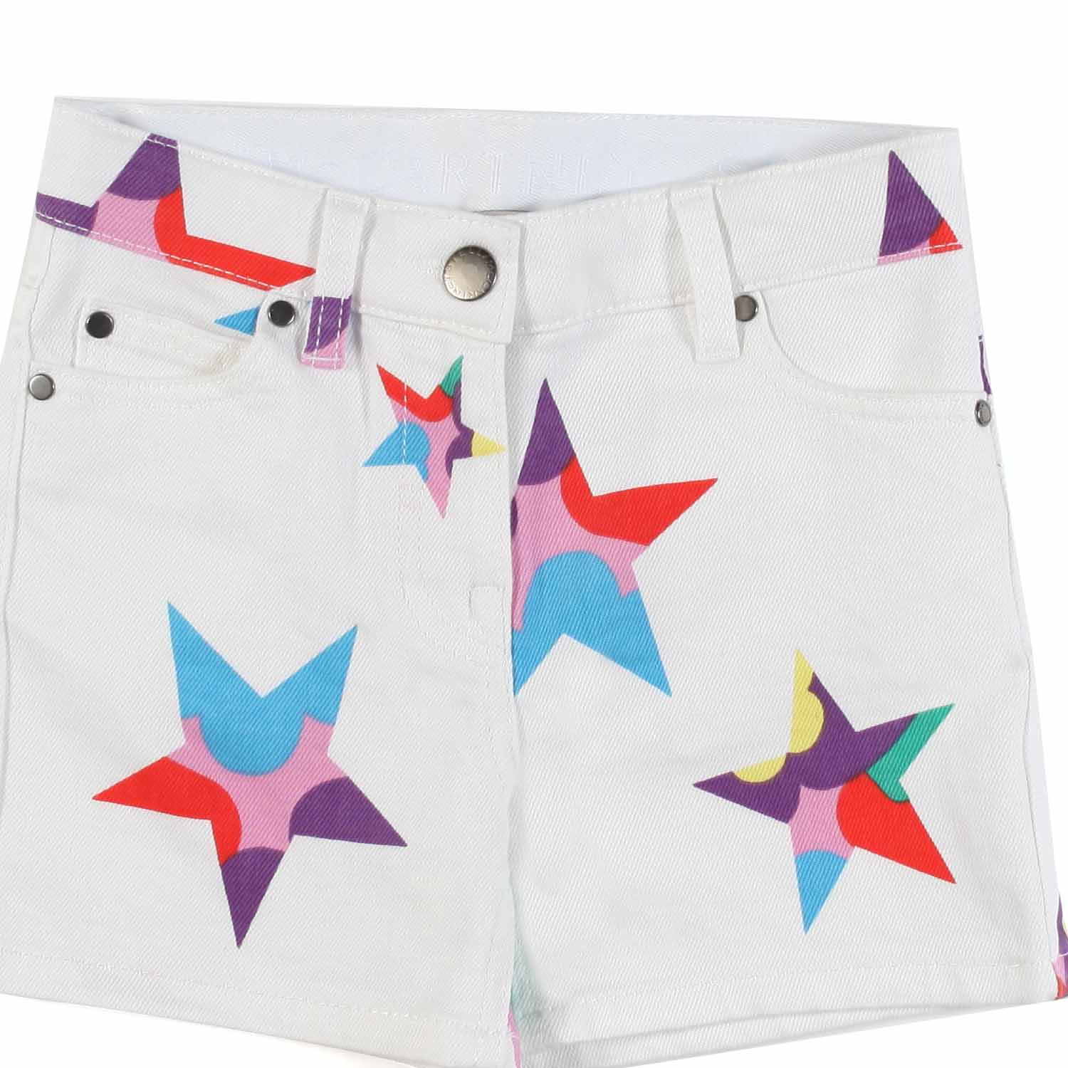 SHORTS BIANCHI CON STELLE MULTICOLOR ARCOBALENO - annameglio.com abbigliamento moda
