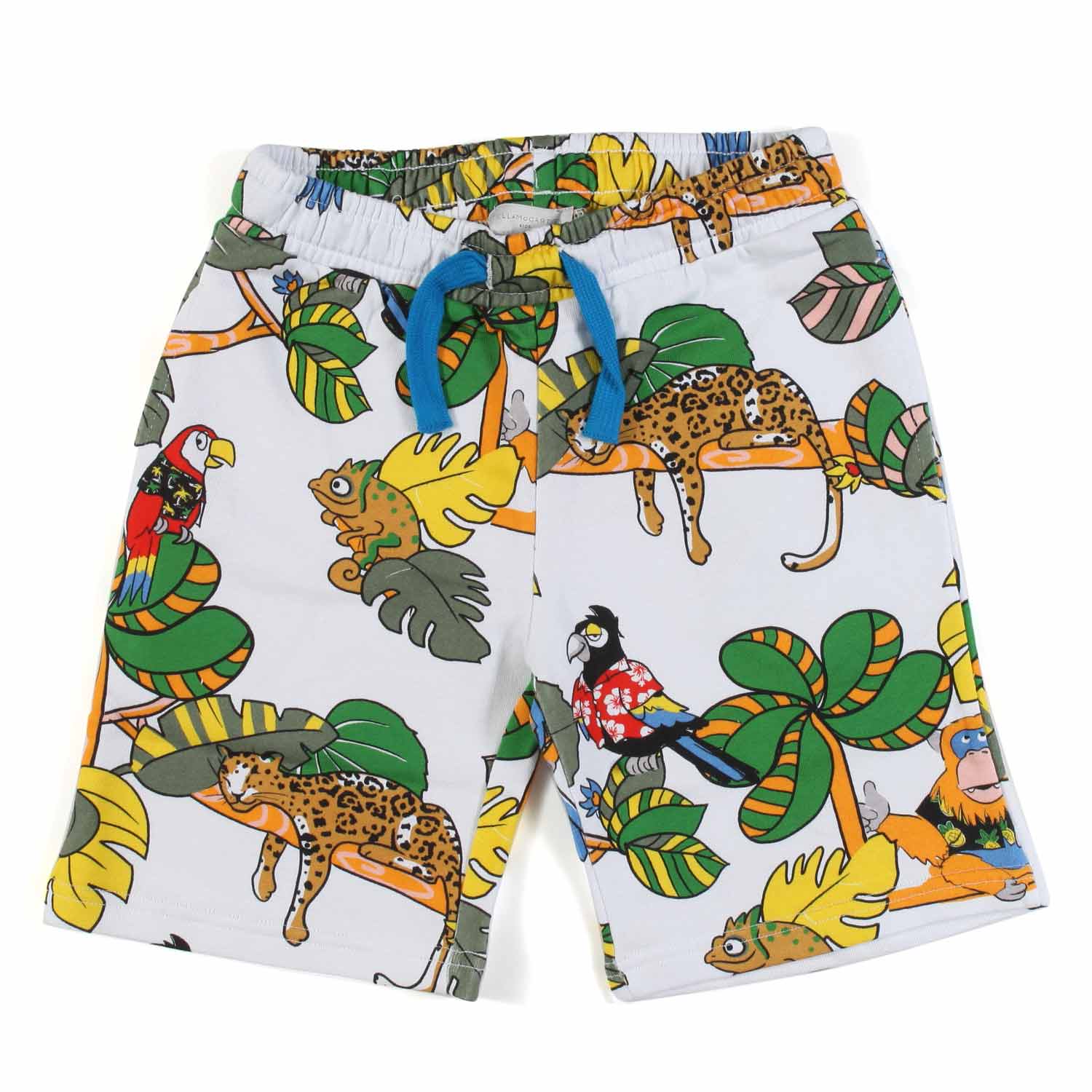 SHORTS FELPA BIANCHI BAMBINO CON STAMPA GIUNGLA - annameglio.com abbigliamento moda