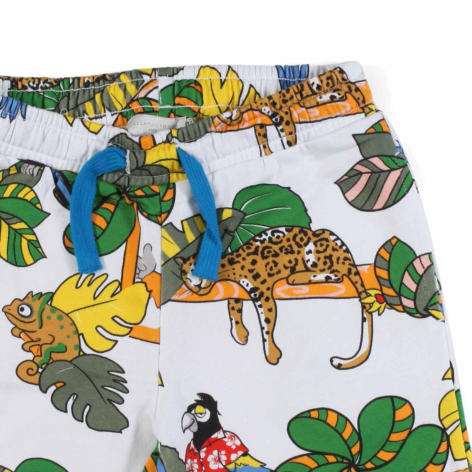 SHORTS FELPA BIANCHI BAMBINO CON STAMPA GIUNGLA - annameglio.com abbigliamento moda