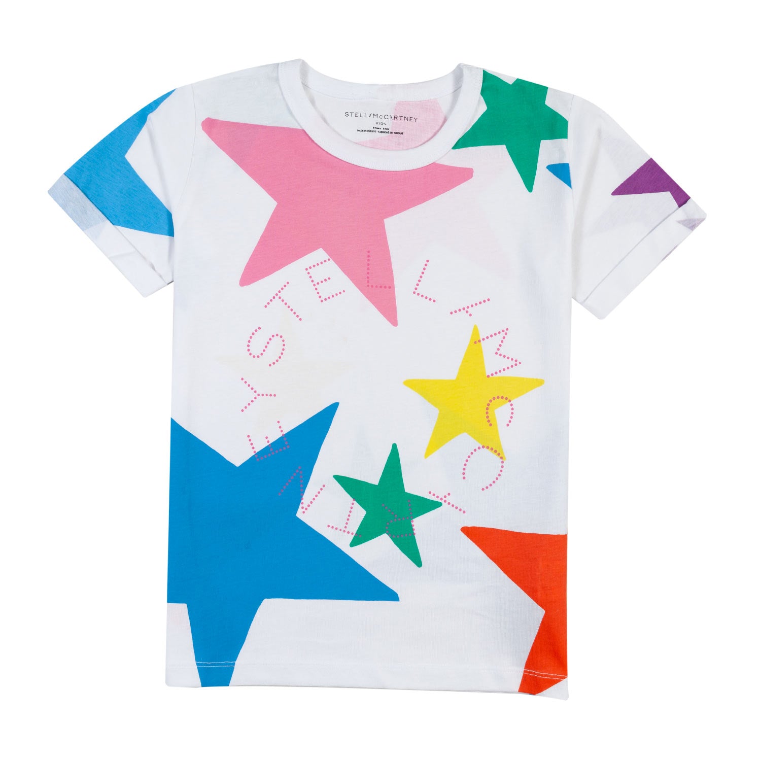 T-shirt bianca con stampa star multicolor - annameglio.com abbigliamento moda