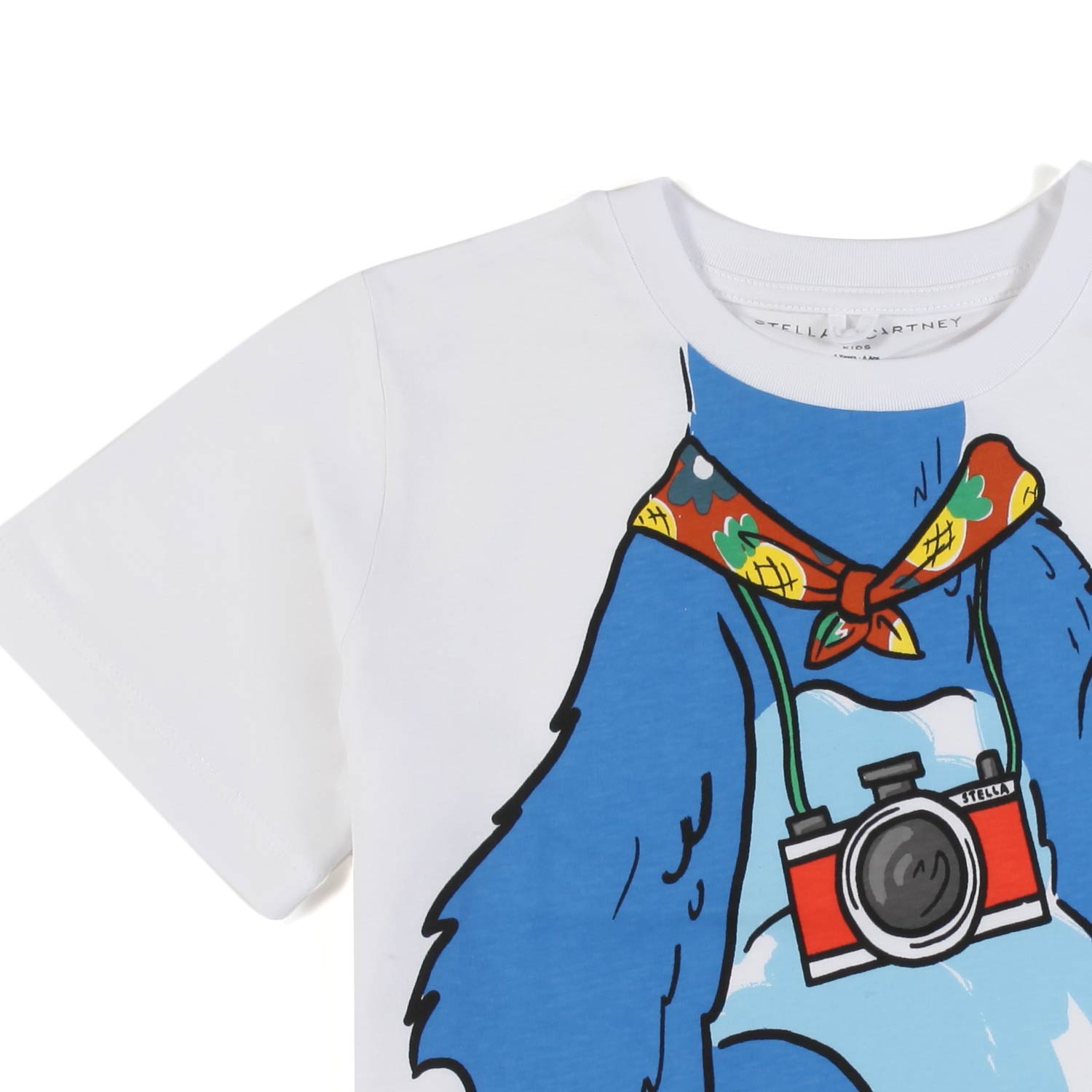 T-SHIRT BIANCA CON GORILLA BLU BAMBINA E BAMBINO - annameglio.com abbigliamento moda