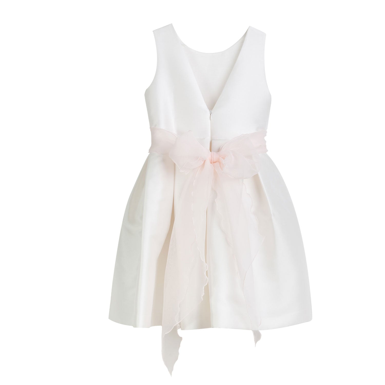 ABITO MIKADO AVORIO CON SPILLA FLOREALE ROSA - annameglio.com abbigliamento moda