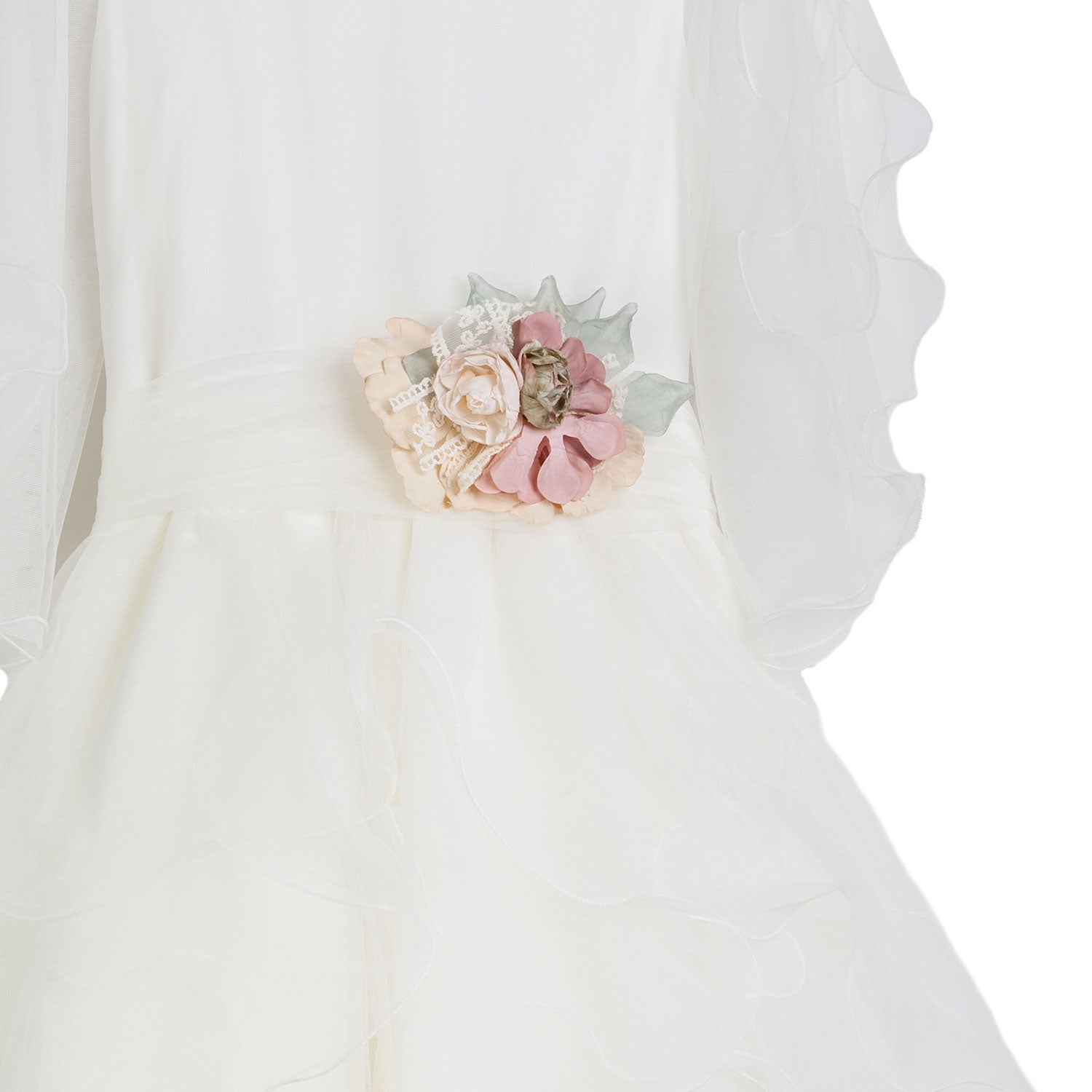 ABITO BIANCO LATTE IN TULLE A BALZE - annameglio.com abbigliamento moda