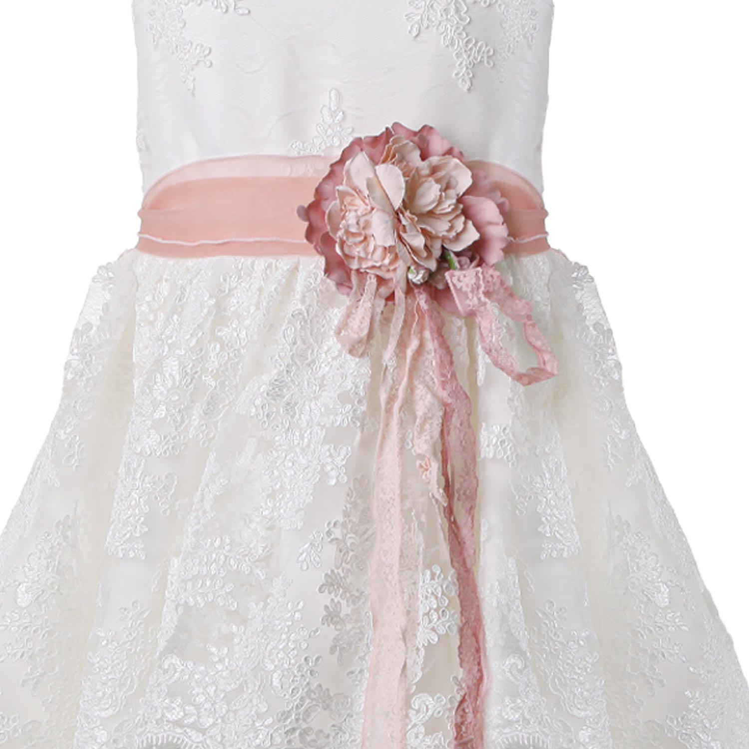 ABITO BIANCO IN TULLE RICAMATO CON CINTA ROSA - annameglio.com abbigliamento moda